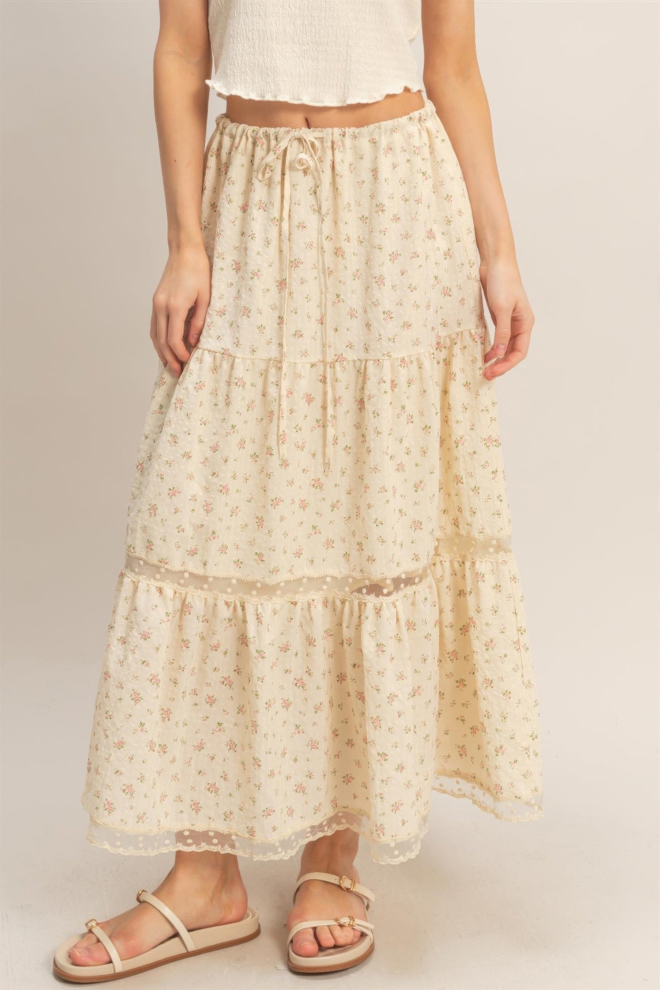 Tiered Lace Trim Skirt