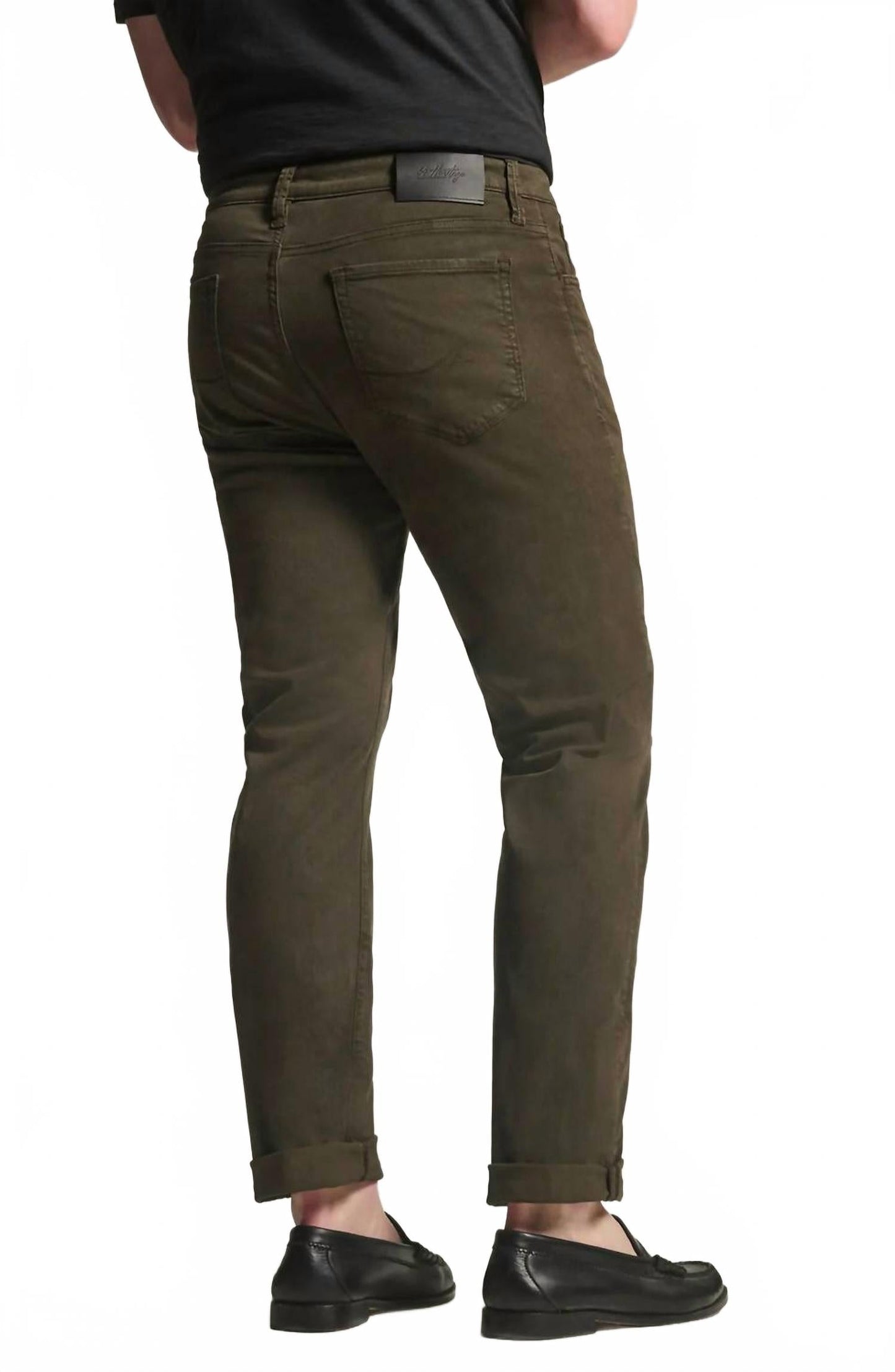 Charisma Relaxed Straight Twill Pants In Cactus Green