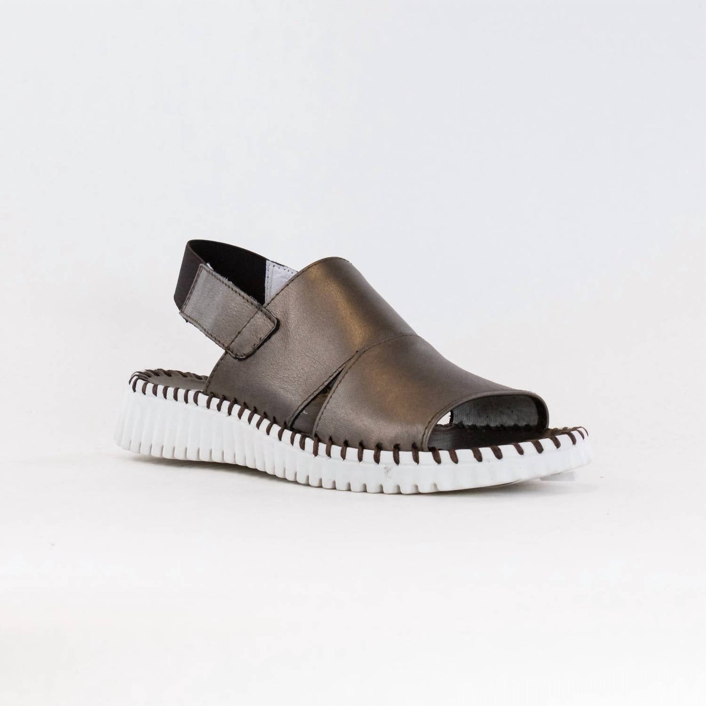 Women's Sola Leather Sandals In Pewter