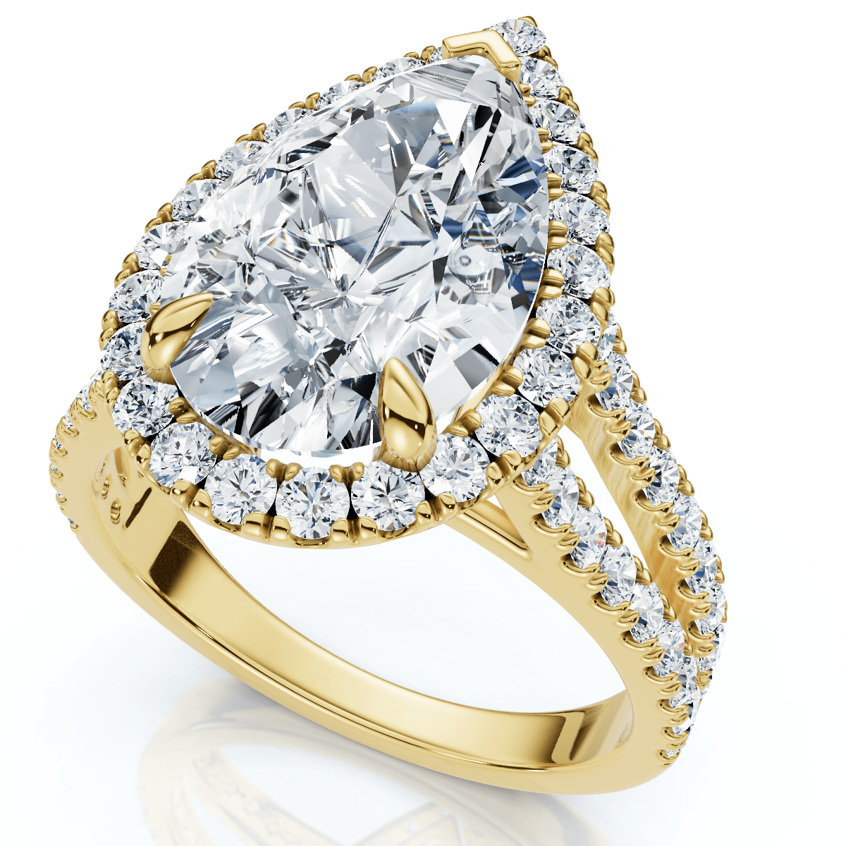 Certified 3 3/4Ct Pear Shape Diamond Engagement Ring 14k Gold or Pt Lab Grown