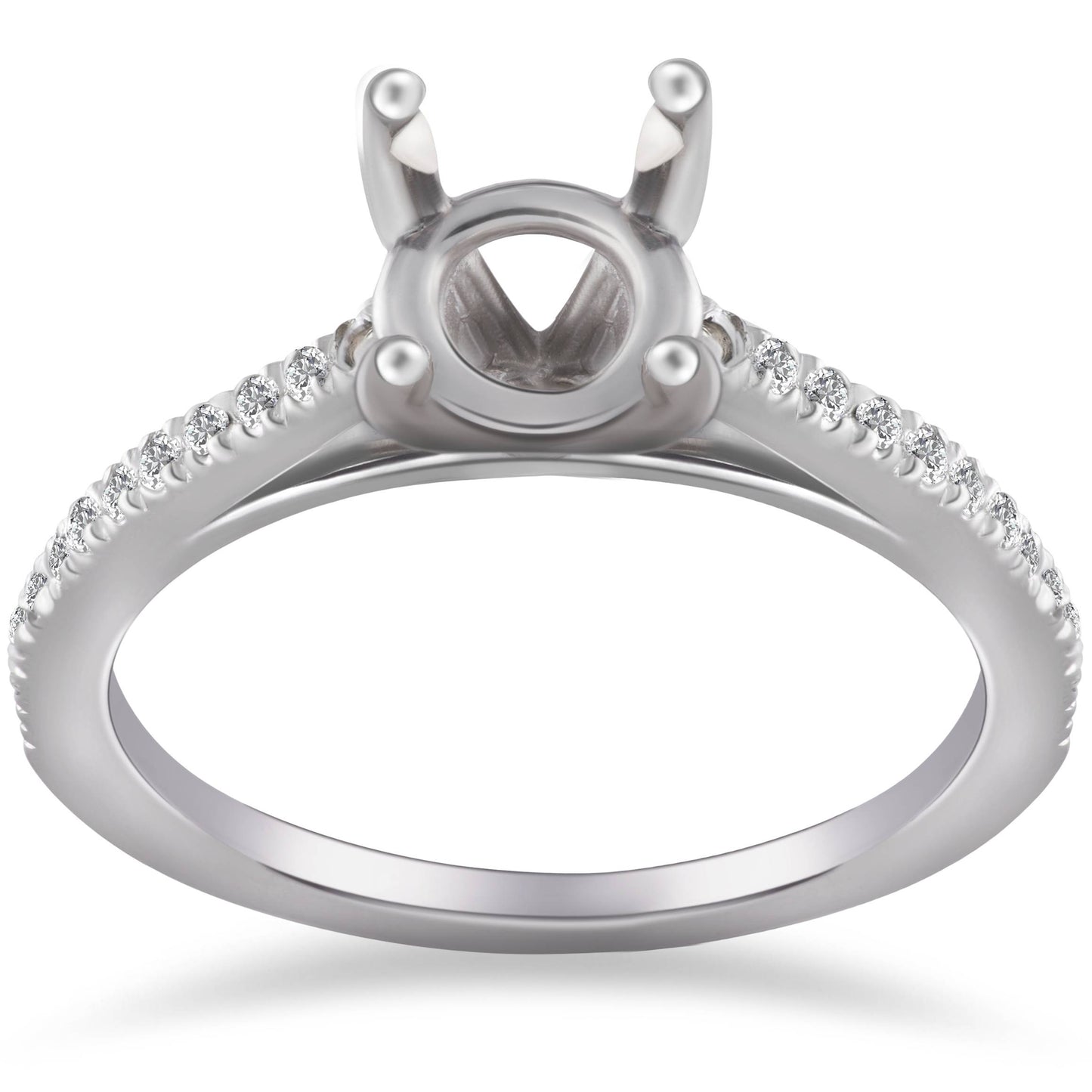 1/5ct Cathedral Pave Diamond Ring Mount 14K White Gold Size Selectable