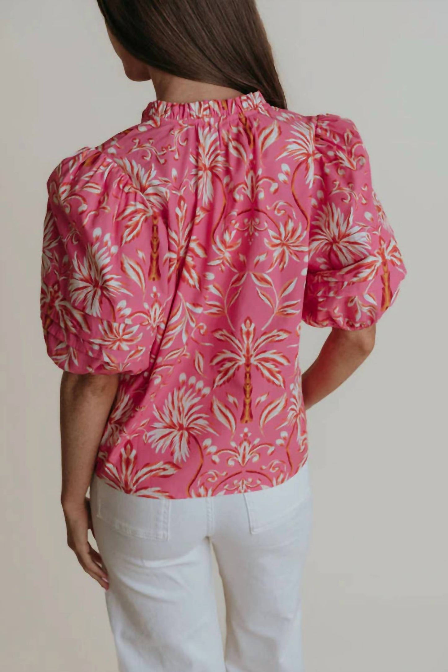 Alix Blouse In Pink Palm