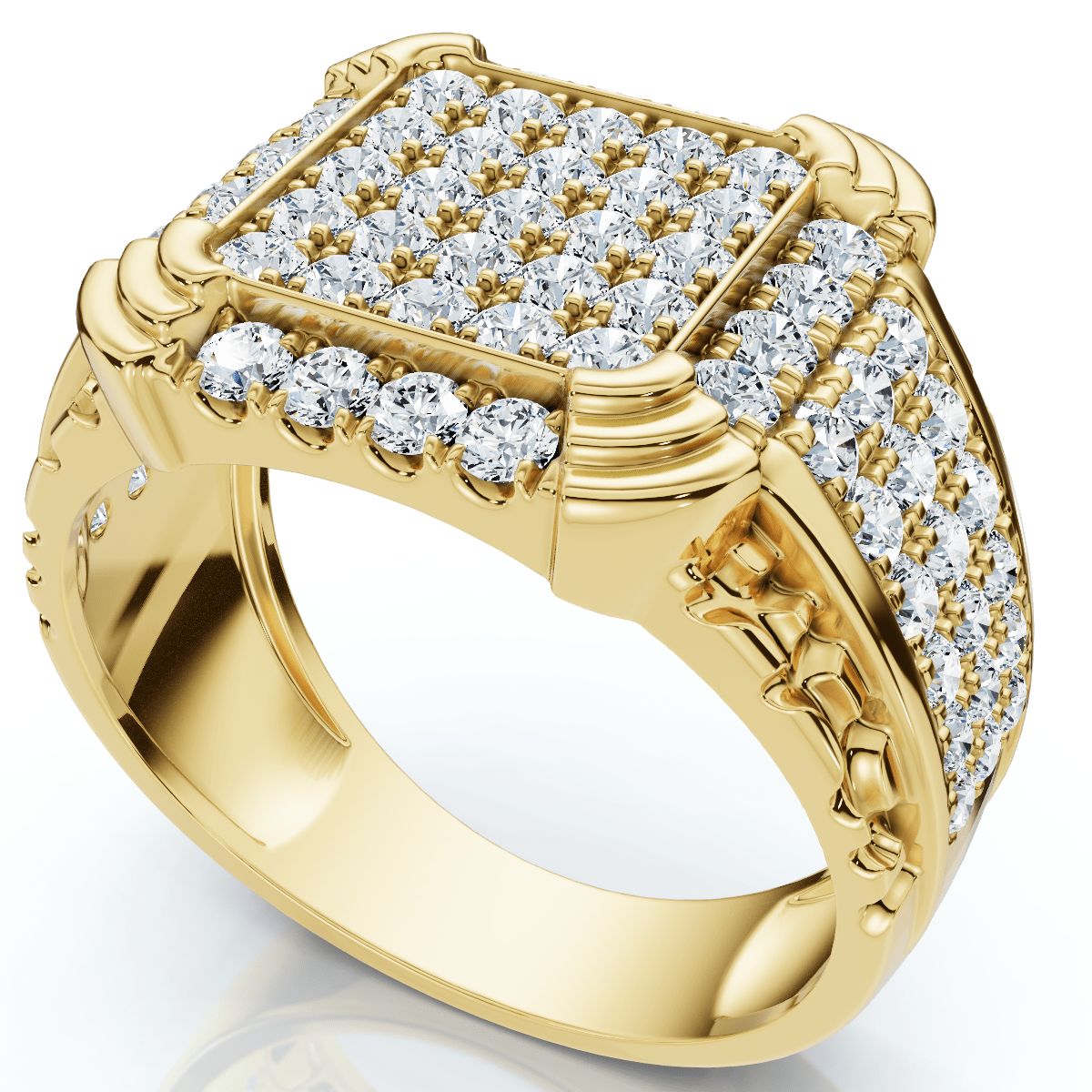 2Ct Men's Diamond Ring in 14k Gold Lab Grown