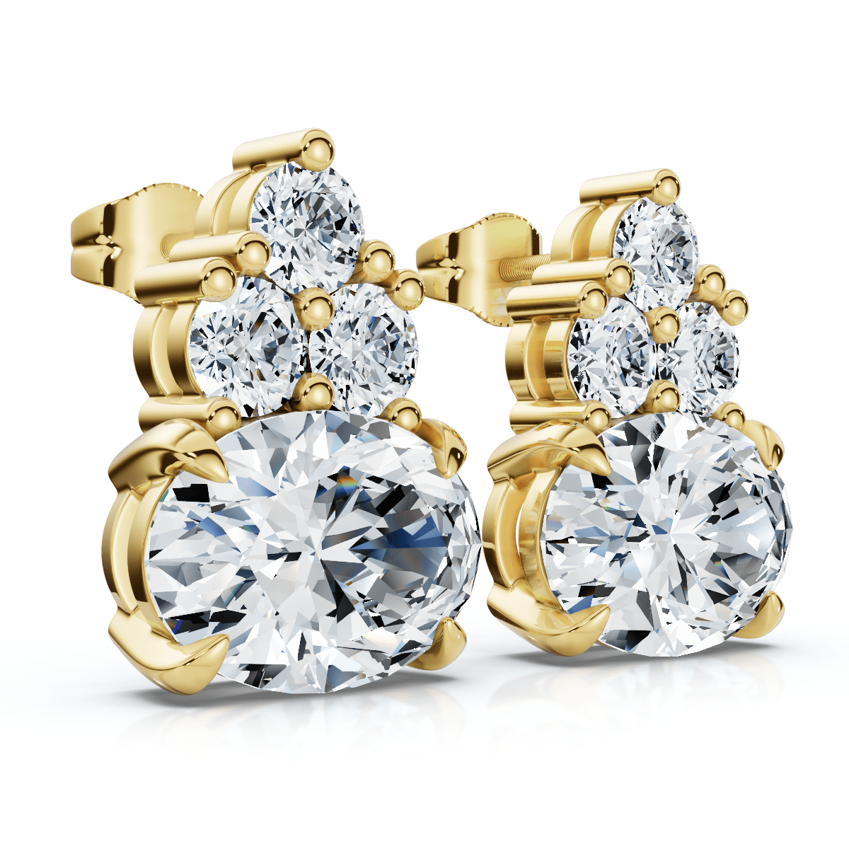 Certified 5Ct Oval Diamond Studs 14k Gold Lab Grown FG/VS