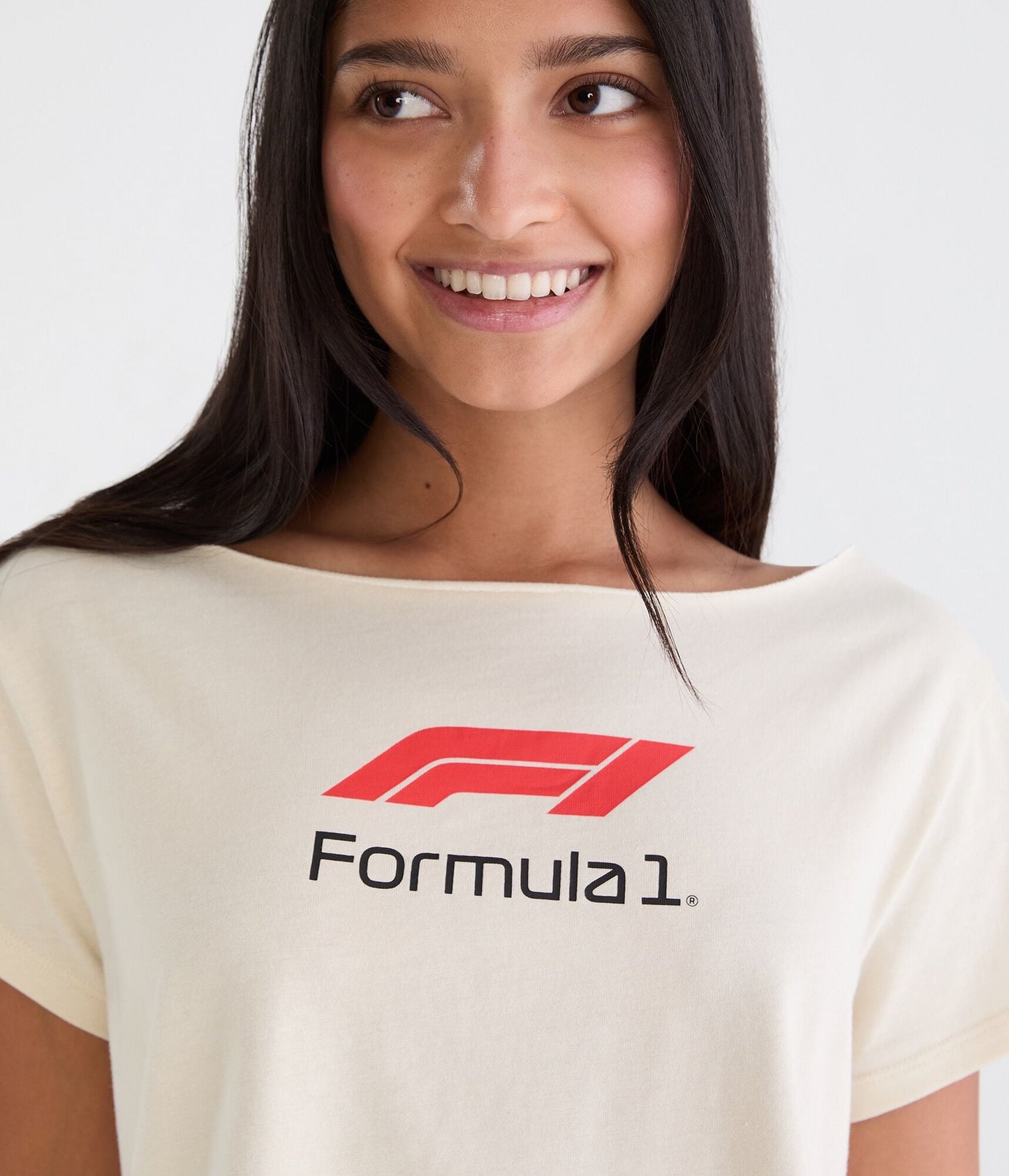 Aeropostale Formula 1 Car Off-The-Shoulder Graphic Tee