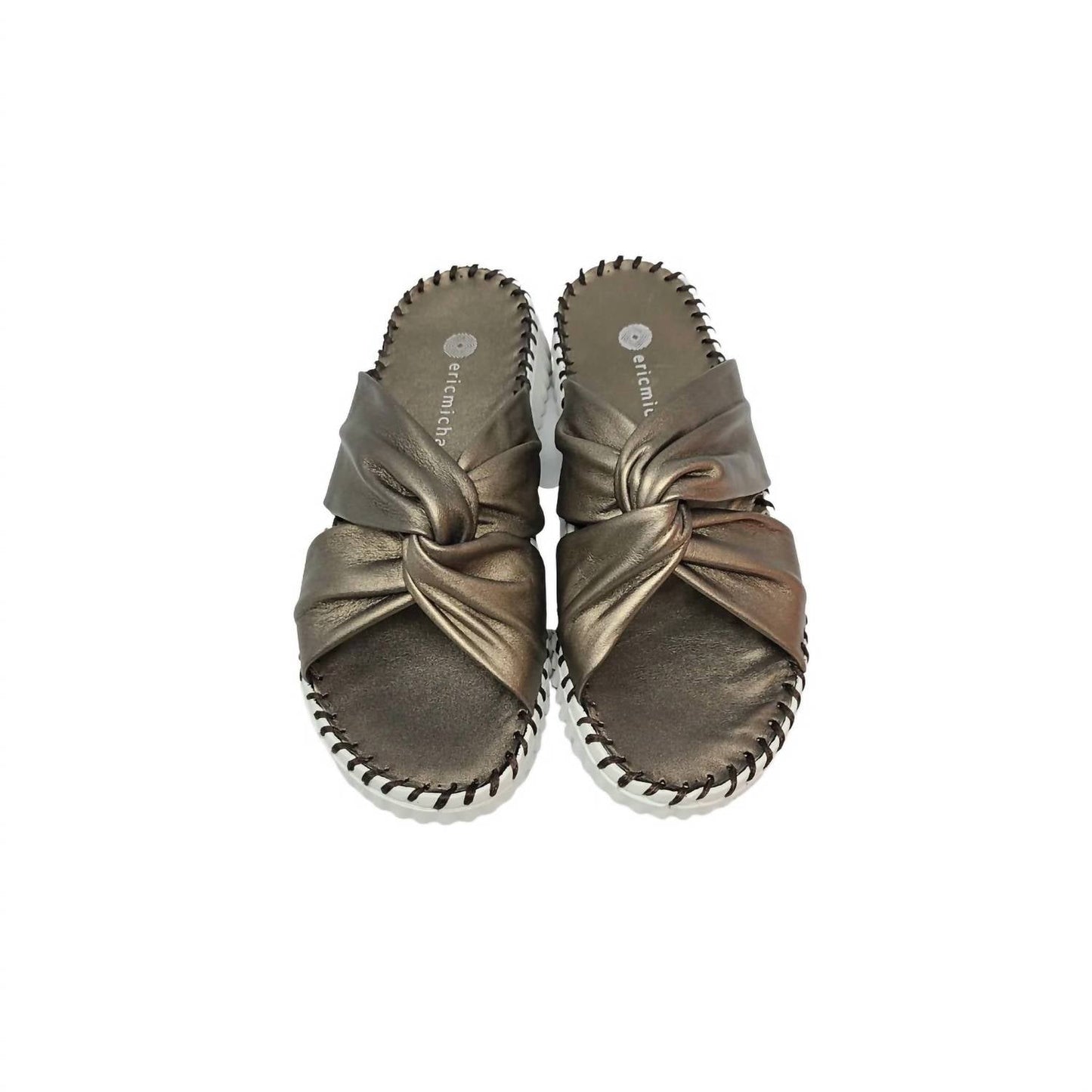 Women's Candace Leather Knot Slide Sandals In Pewter