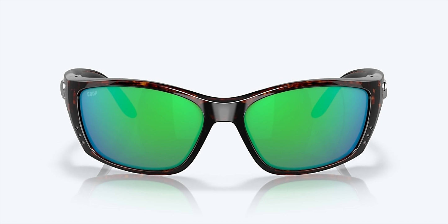 Men's Fisch Reader Rectangular Polarized Sunglasses In Tortoise/green Mirror