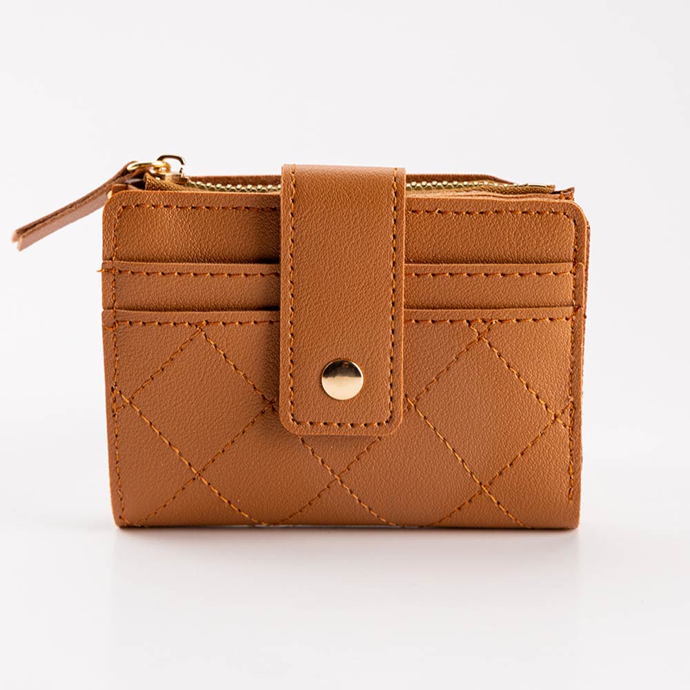 Faux Leather Compact Quilted Flat Wallet