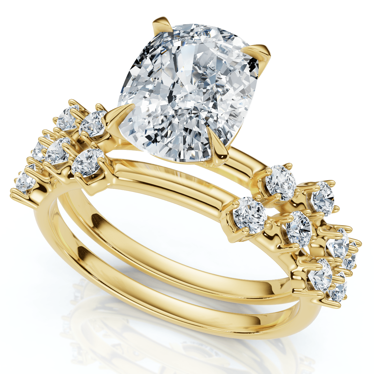 Certified 2 1/2Ct Cushion Diane Engagement Bridal Set 14k Gold or Pt Lab Grown