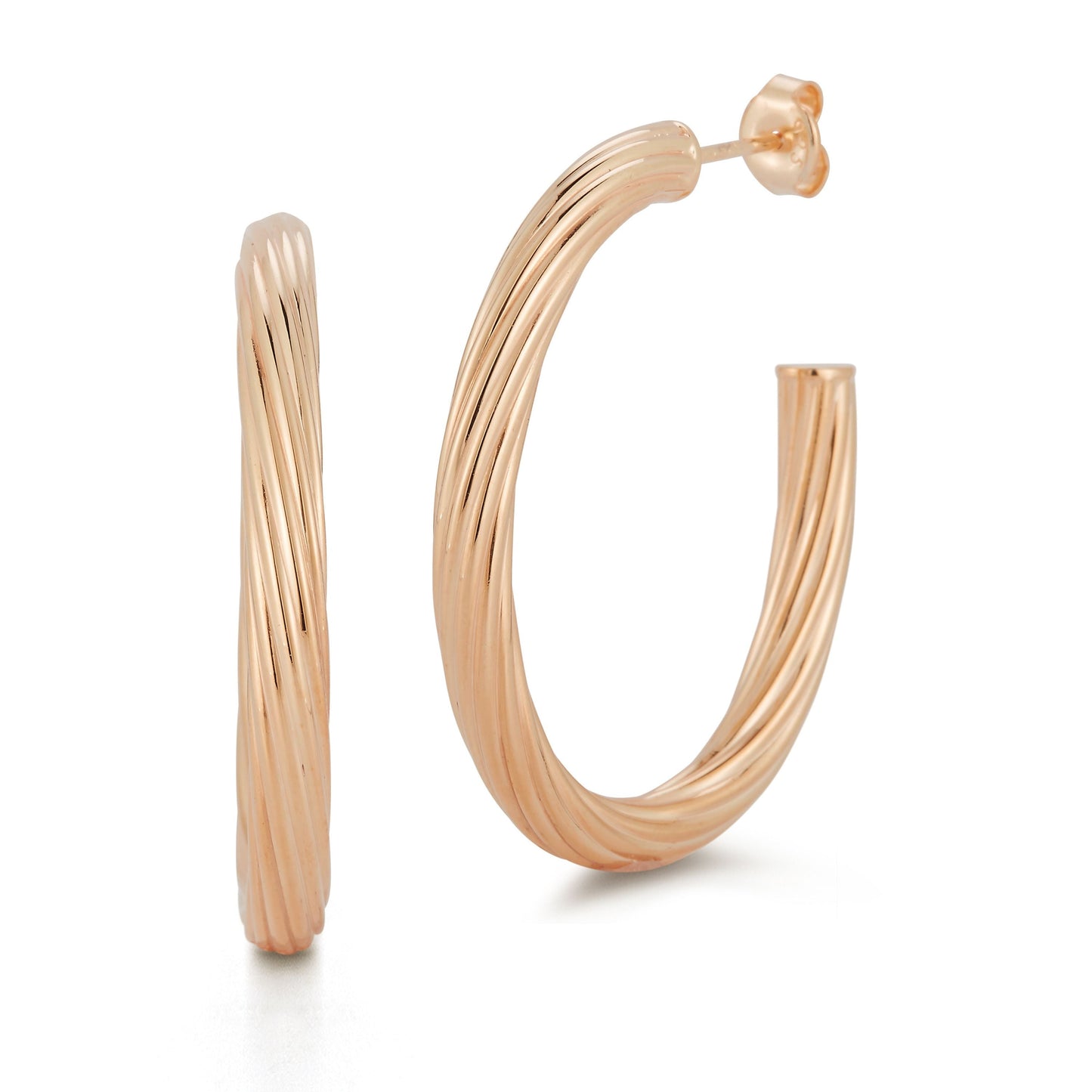 Sterling Silver Oval Twist Hoops