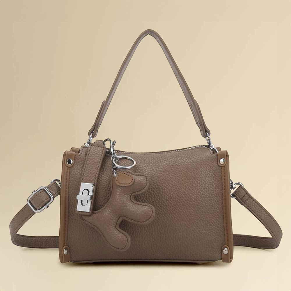 Faux Leather Dog Bag Charm Mini Shoulder Crossbody Bag