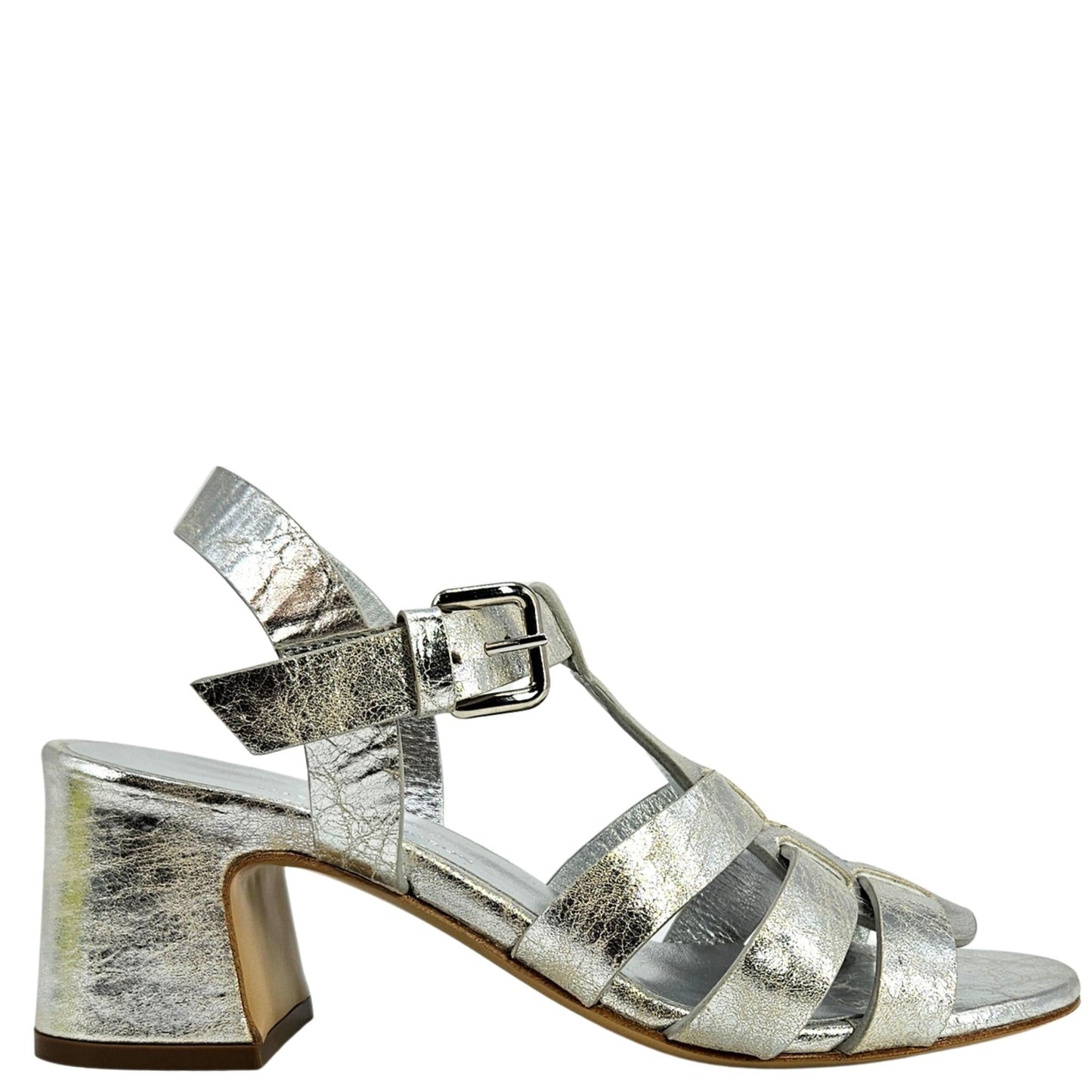 Metallic Leather Gladiator Heel Sandal