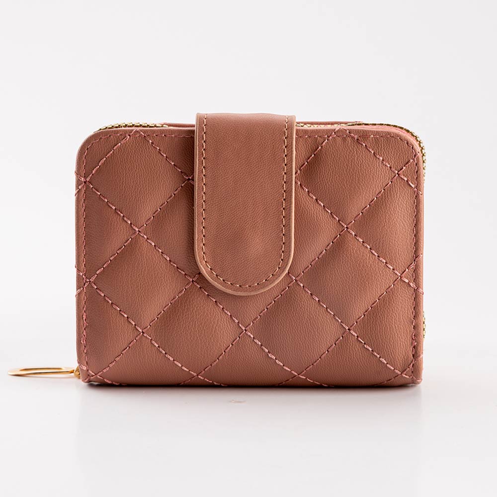 Faux Leather Compact Quilted Card Organizer Wallet