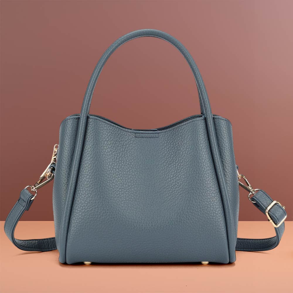 Faux Leather Structured Top Handle Crossbody Handbag