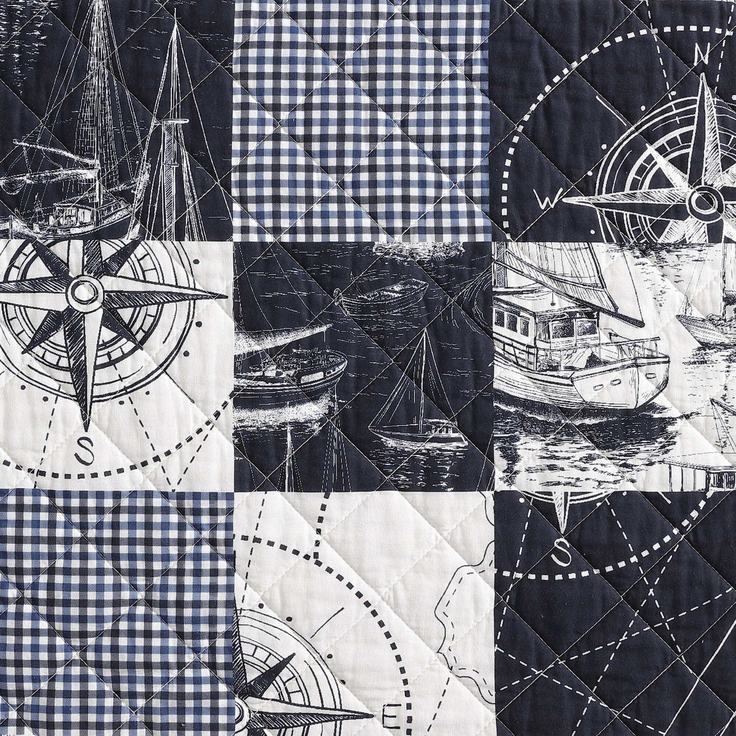 Nautica Sailor's Patchwork Blue Twin Quilt Set