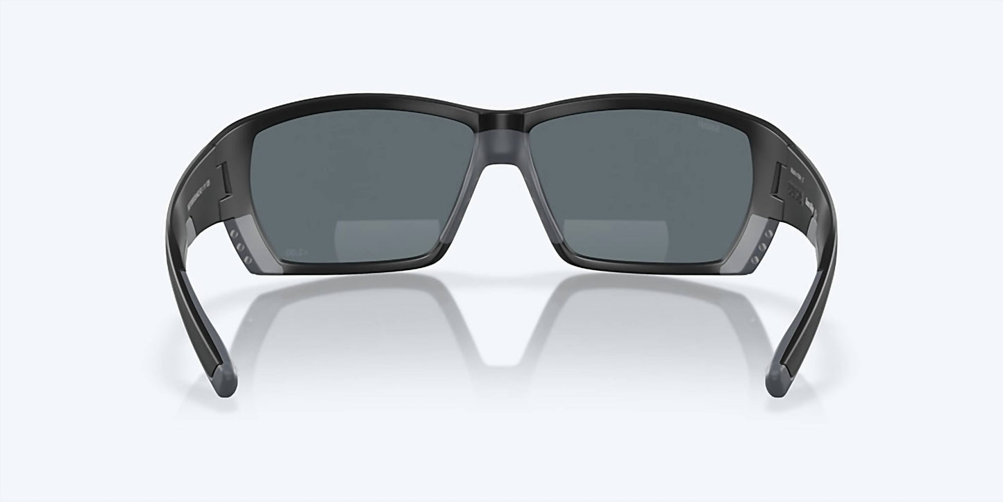 Men's Tuna Alley Readers Rectangular Polarized Sunglasses In Matte Black/blue Mirror