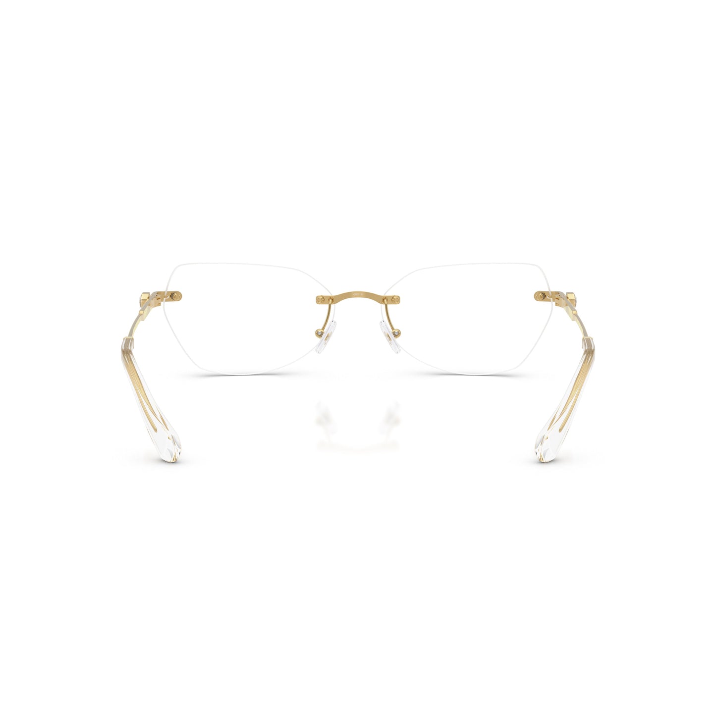 0Sk1031 Rimless Gold Metal Eyeglasses with Textured Temples