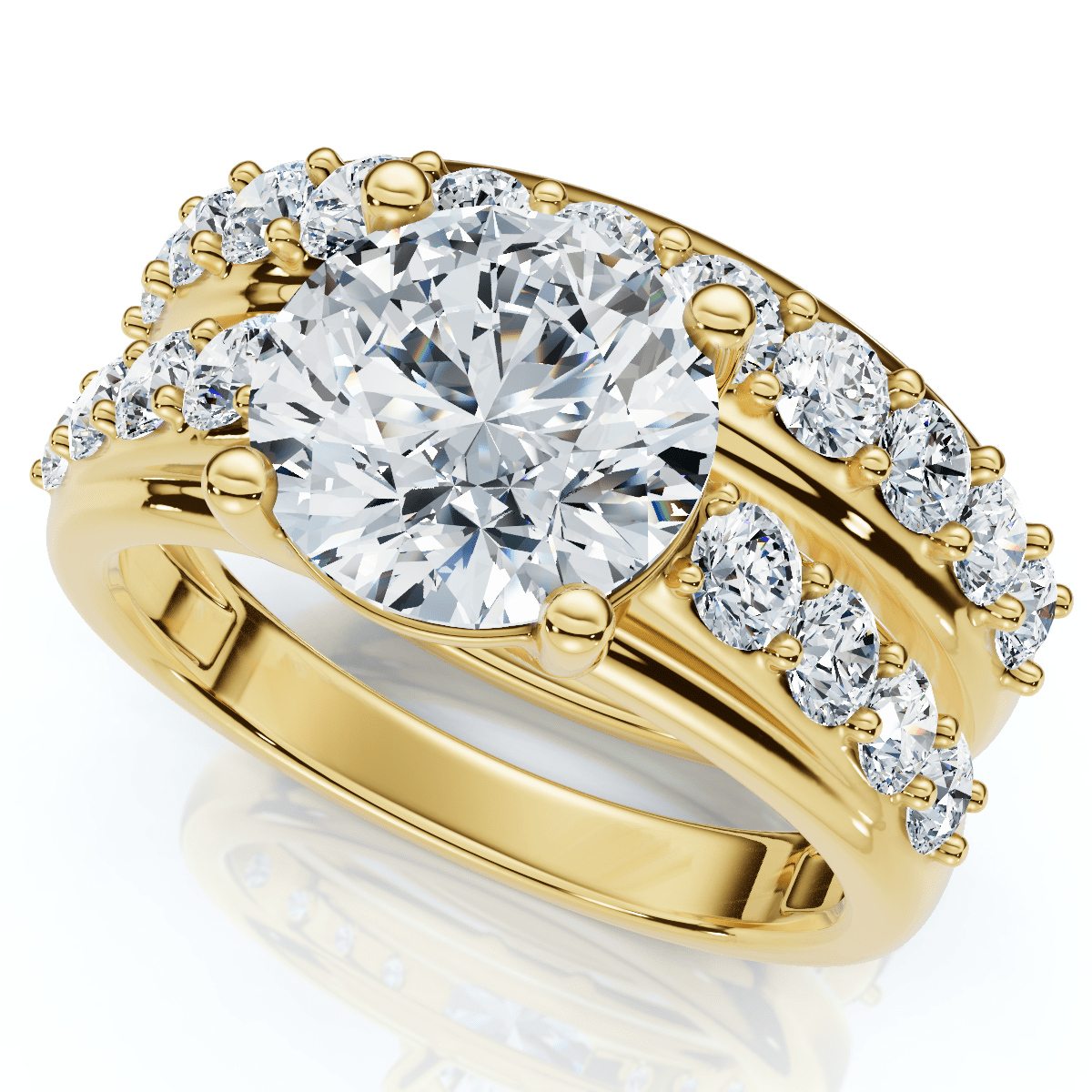 Certified 2 1/2Ct Diamond Engagement Wedding Ring Set 14k Gold Lab Grown
