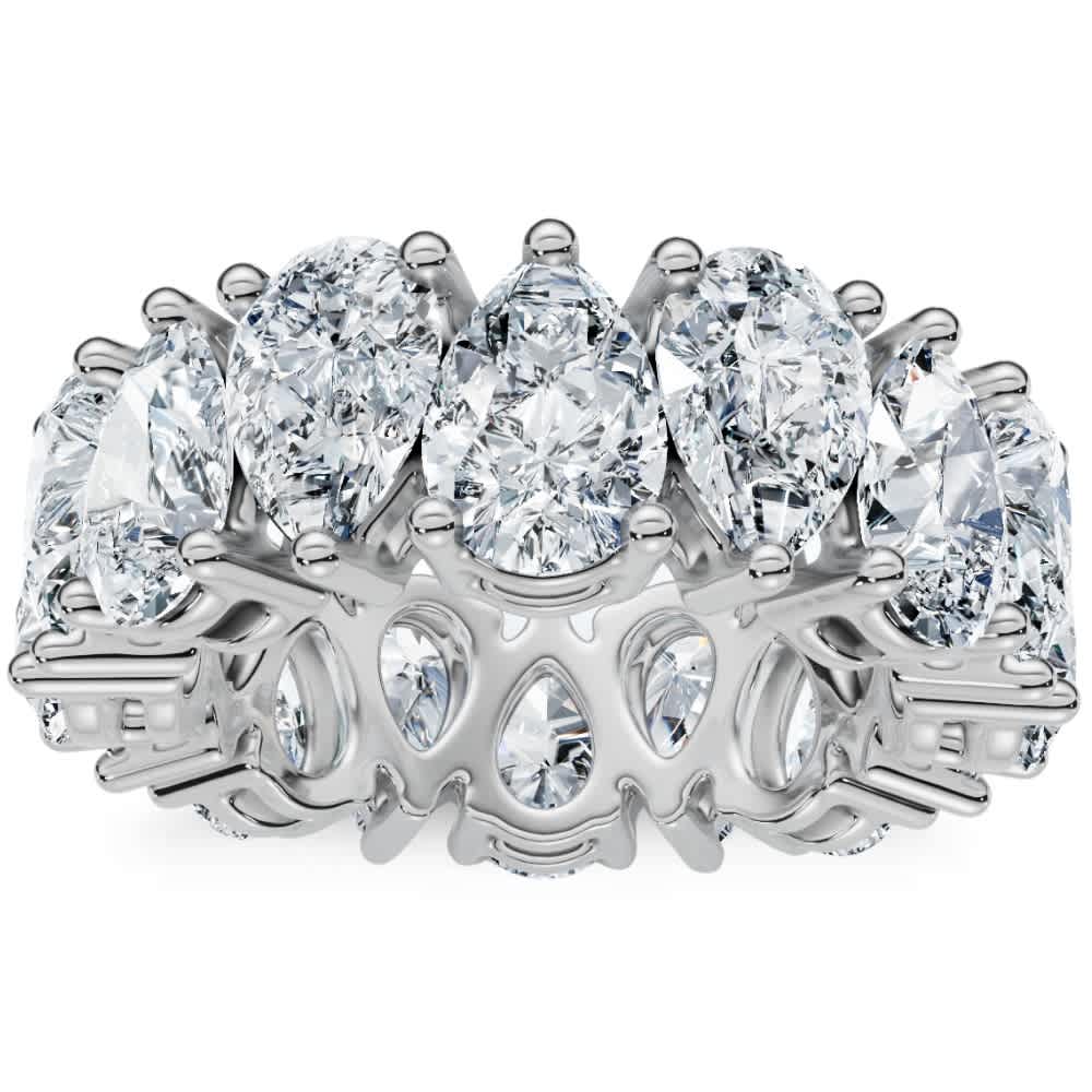 5.10Ct Pear Shape Diamond Eternity Womens Ring 14k Gold Lab Grown Stackable Band