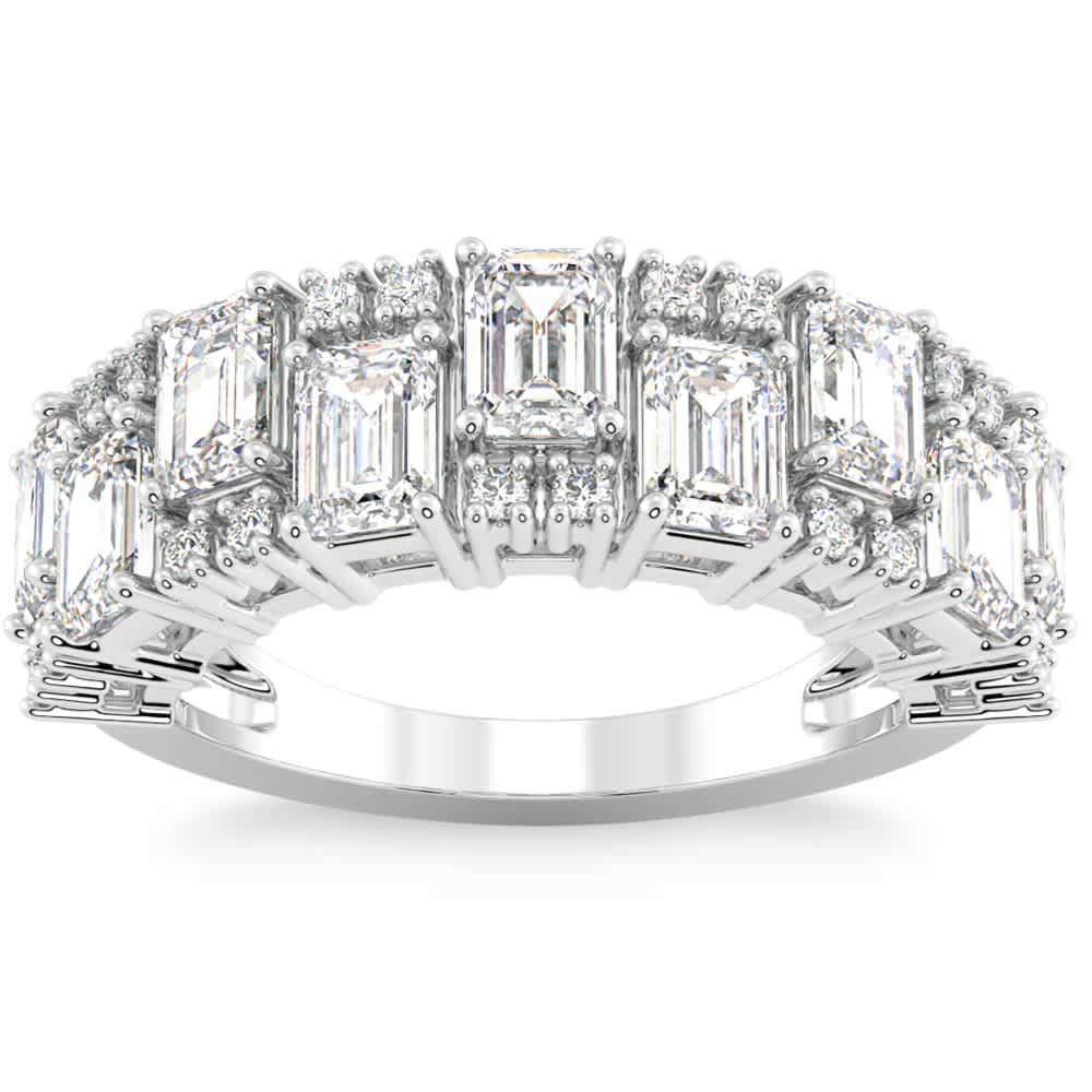 3Ct Emerald Cut Wedding Ring Anniversary Band 14k Gold Lab Grown