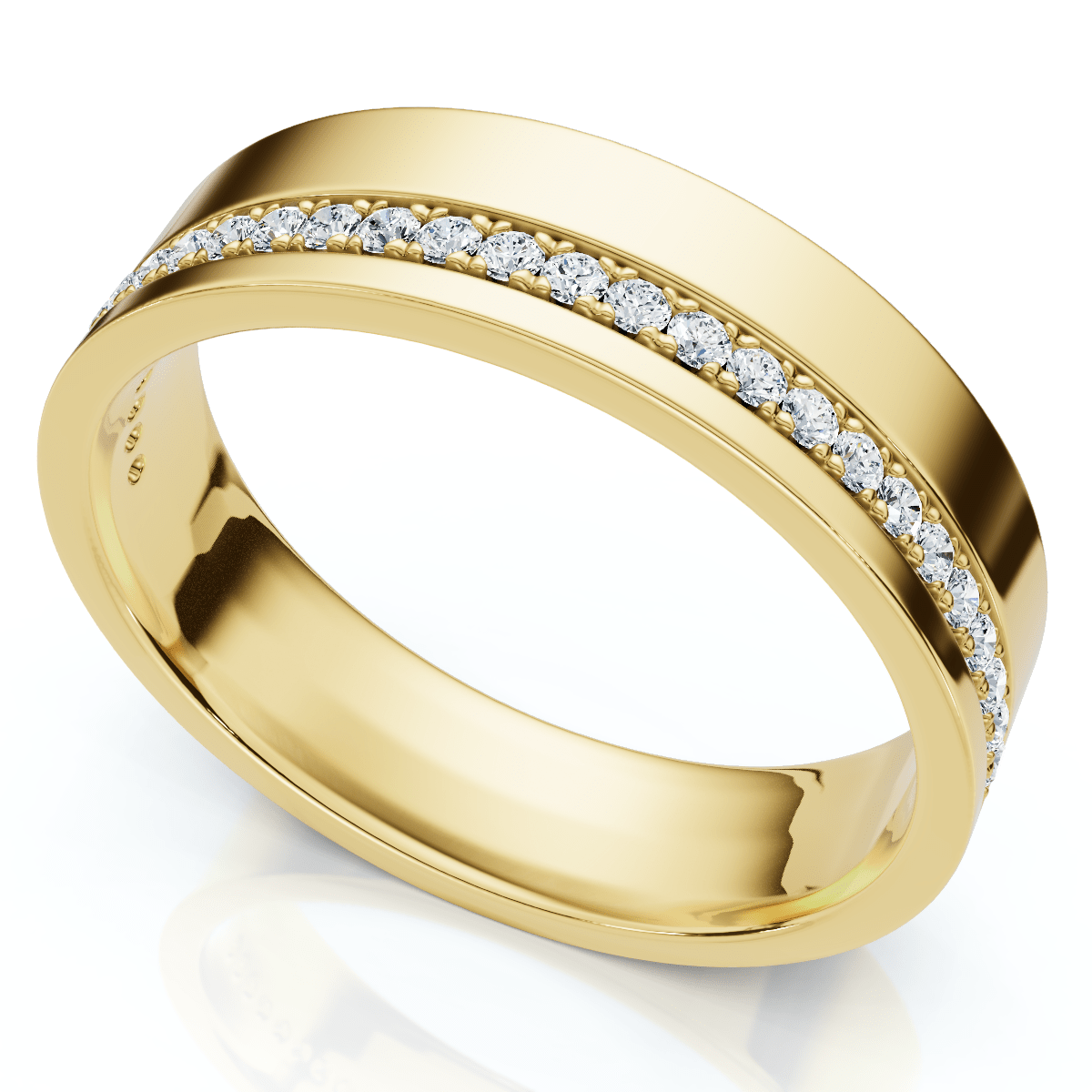 Men's Diamond Wedding Ring High Polished 14k Gold or Platinum Lab Grown