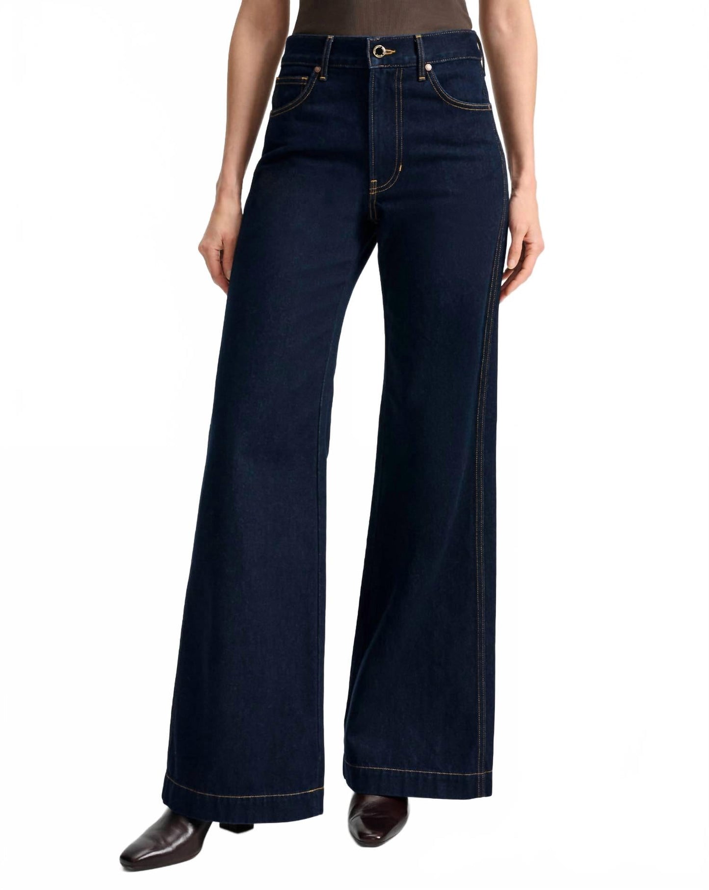 Kasey Mid Rise Wide Leg Jean In Indigo Rinse