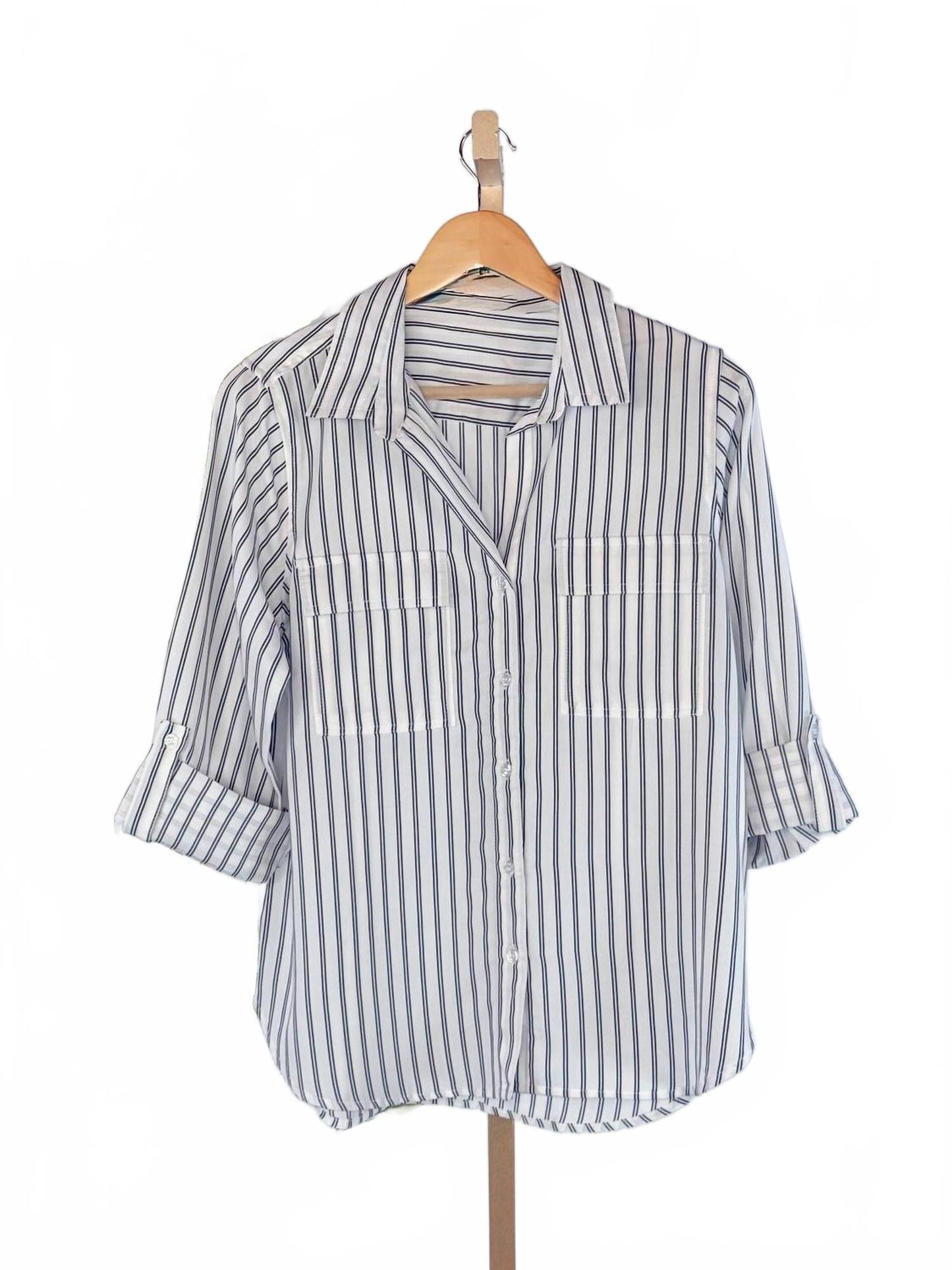Talma Stripe Button Down Shirt In Mood Indigo
