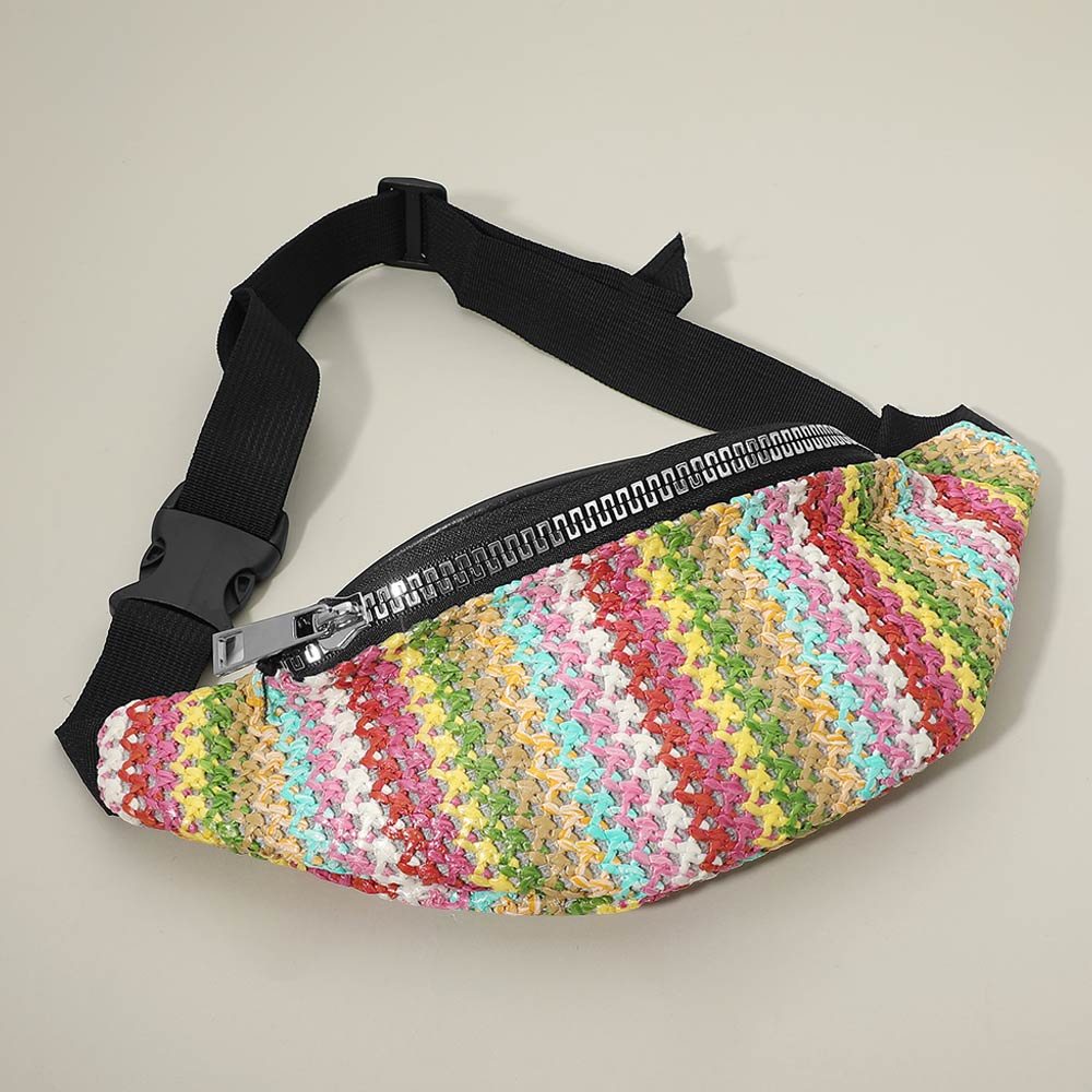 Boho Woven Embroidered Crossbody Belt Sling Fanny Pack Bag