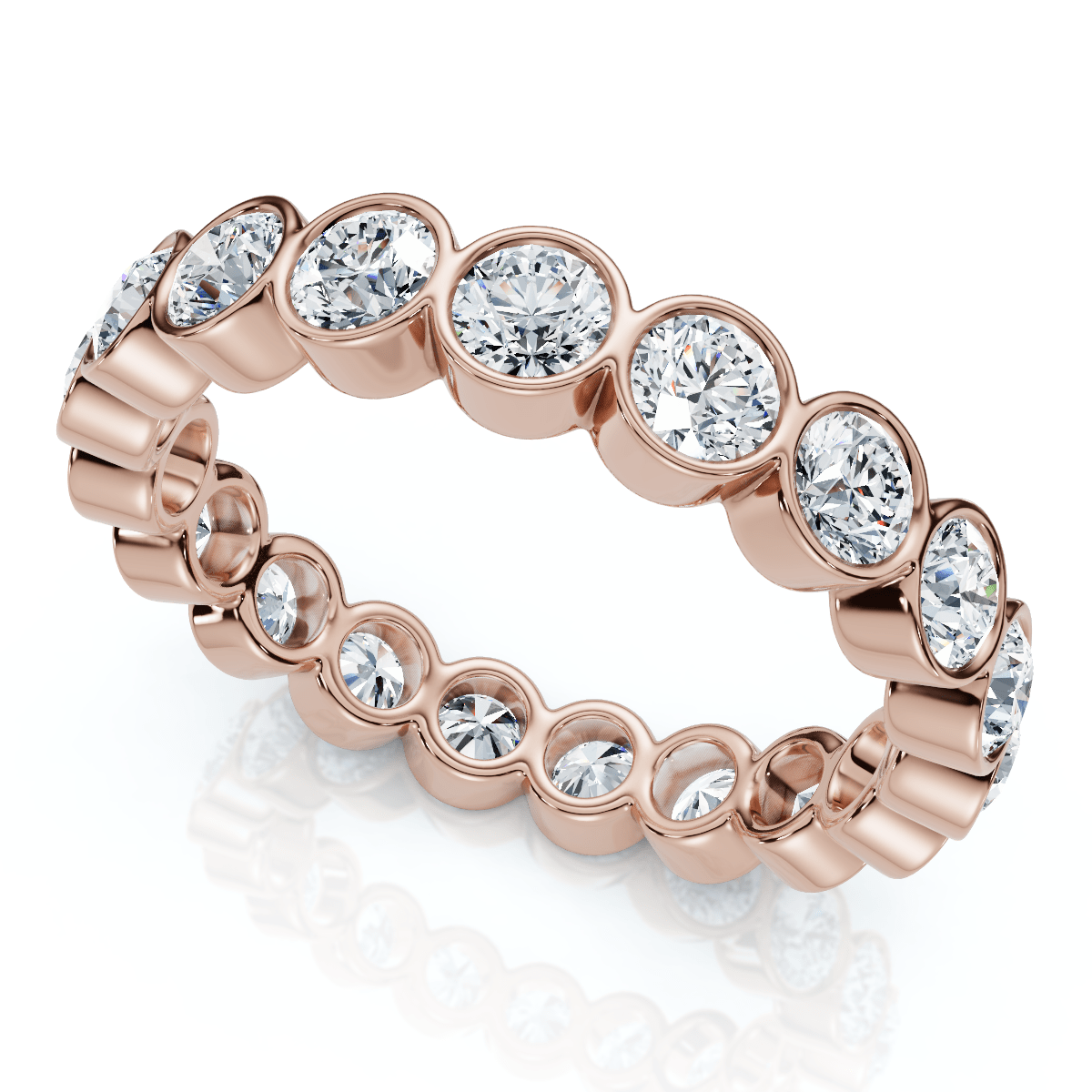 2Ct Bezel Set Diamond Eternity Wedding Ring 14k Gold of Platinum Lab Grown