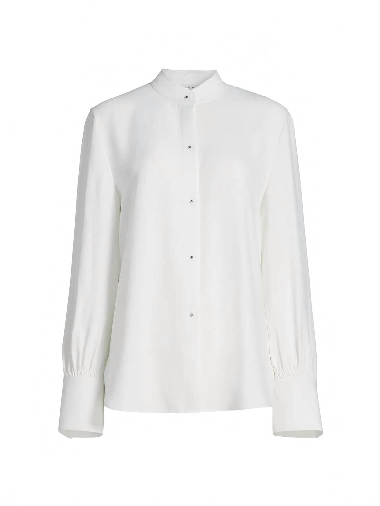 Metal Ball Button Long Sleeve Shirt In Off White