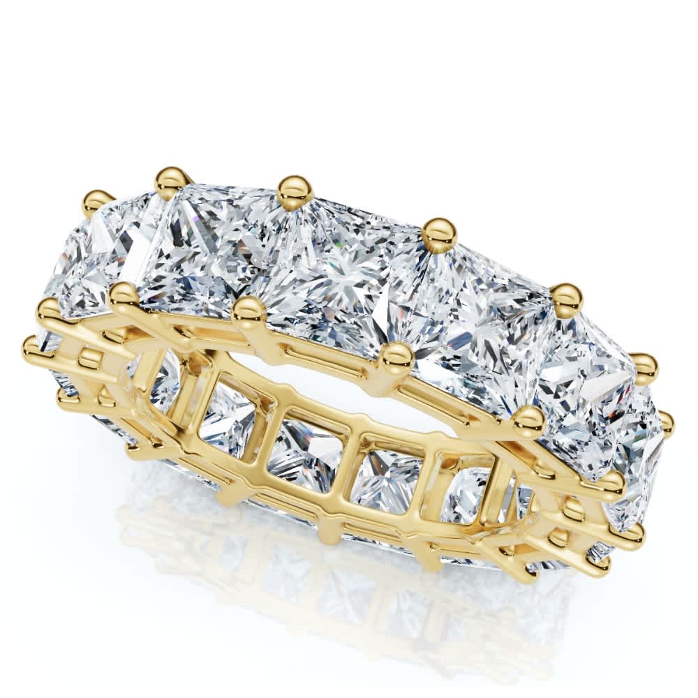 8Ct Princess Cut Diamond Eternity Ring 14k Gold Lab Grown 4.5mm Wide