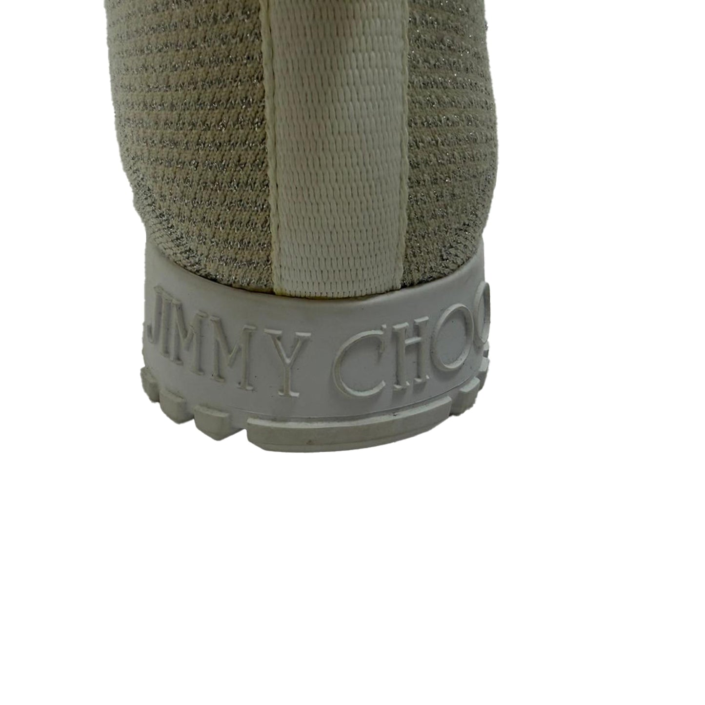 Jimmy Choo Norway Pom Pom Sneakers in White Lurex