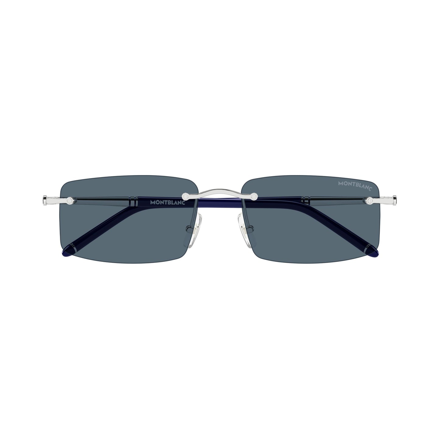 Rimless Rectangular Sunglasses With Metallic Silver Temples