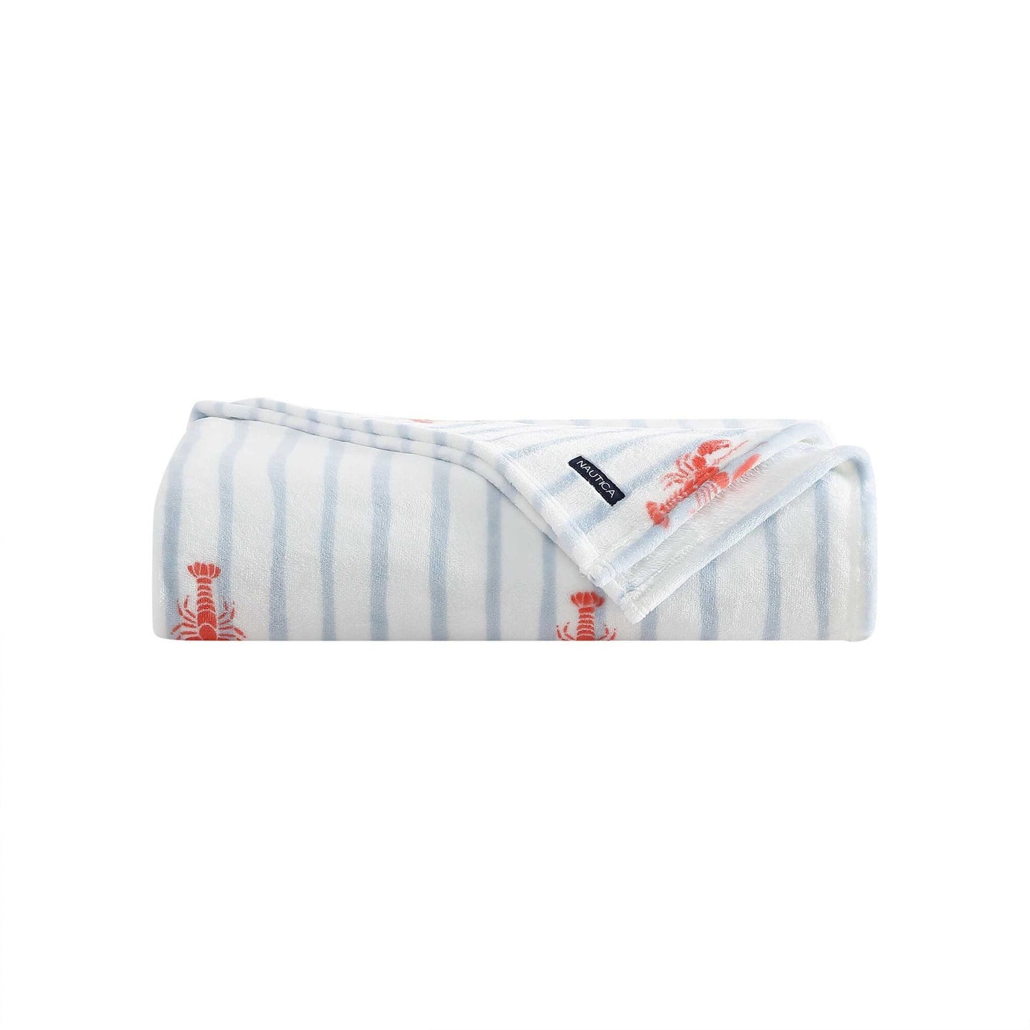Nautica Lobster Watercolor Stripes Twin Blanket