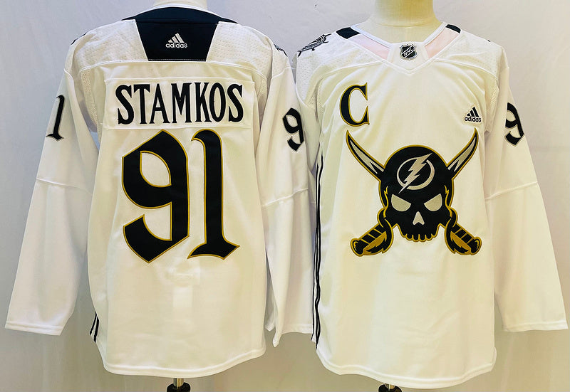 Men's Tampa Bay Lightning Steven Stamkos #91 White Game jersey