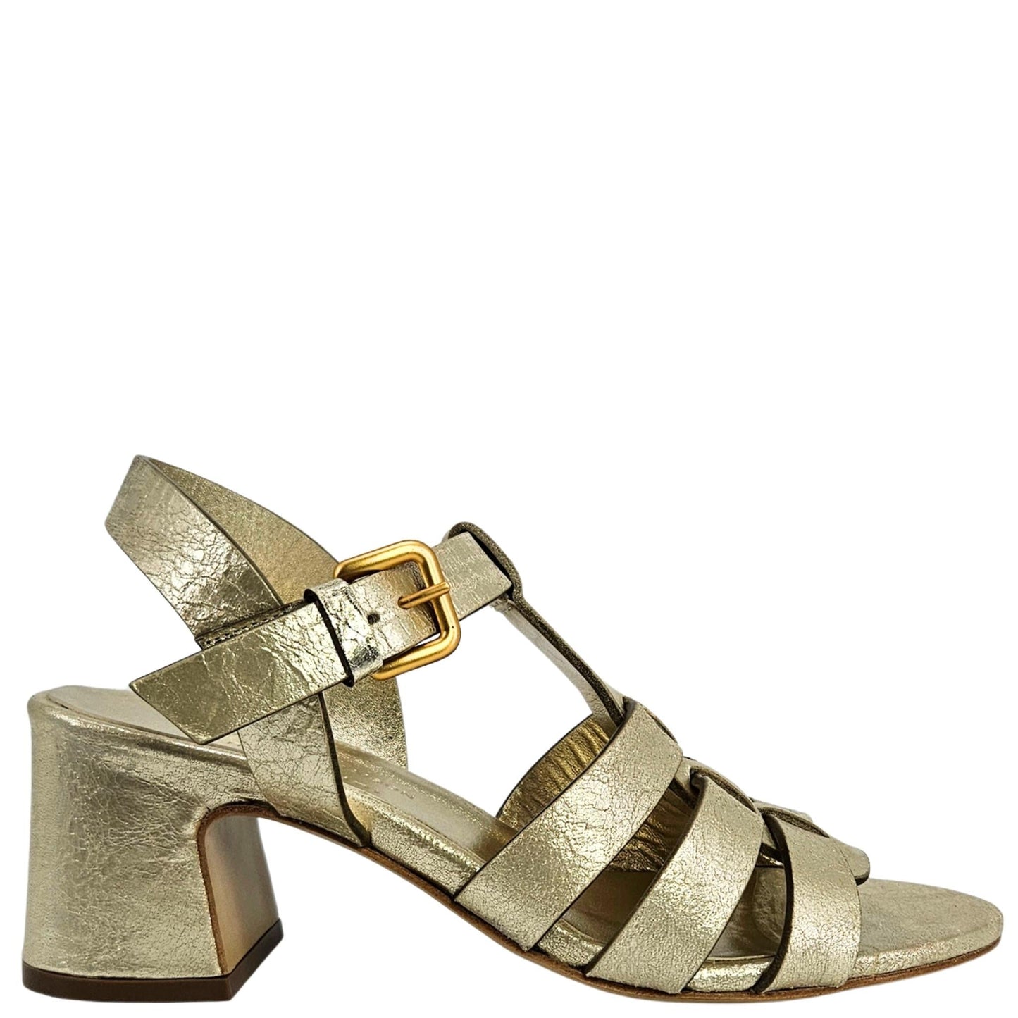 Metallic Leather Gladiator Heel Sandal