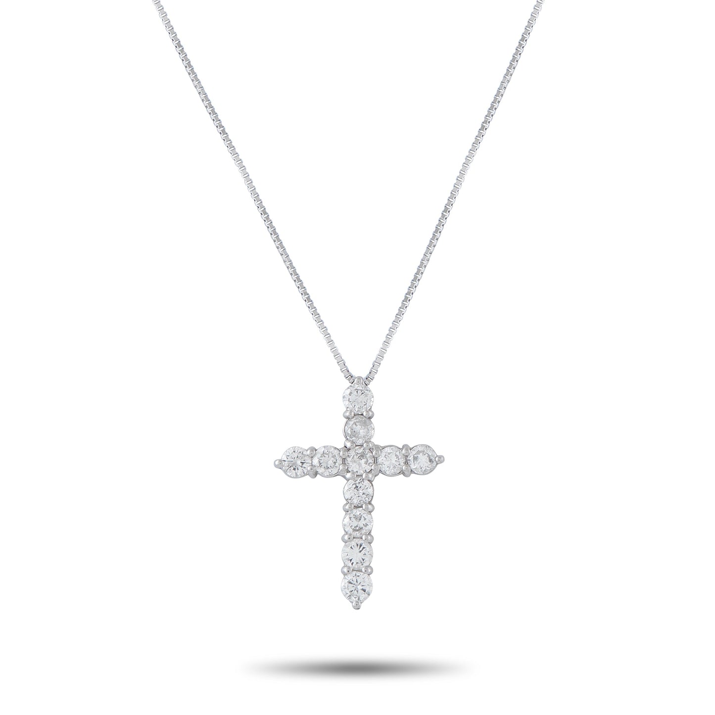 LB Exclusive Platinum 1.03ct Diamond Cross Pendant Necklace MF41-041326