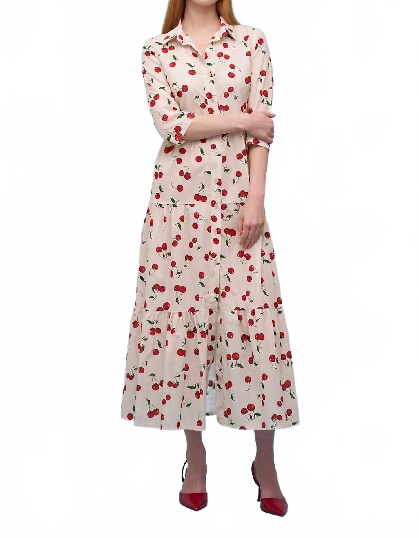 Cherry Maxi Dress In Ivory/milti