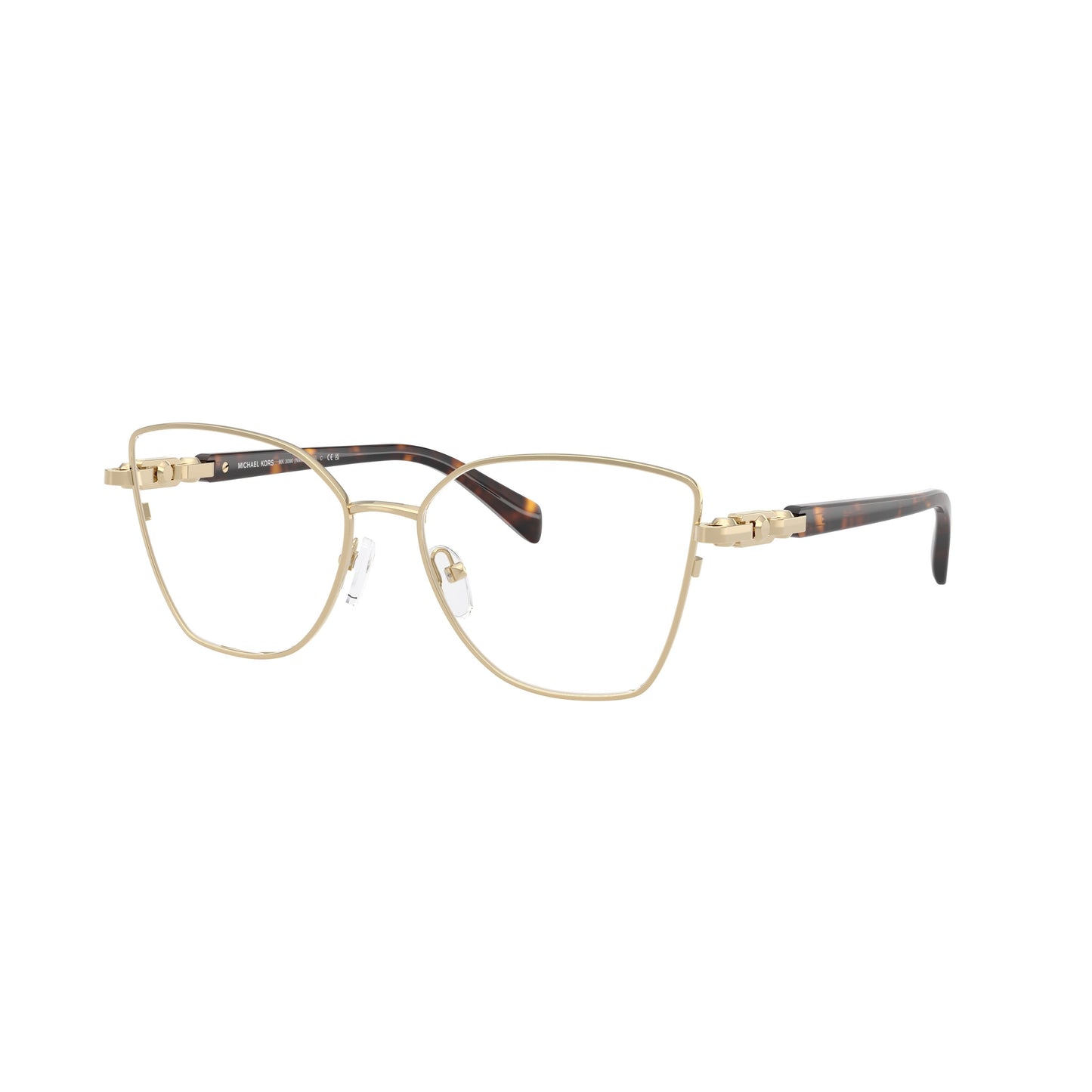 0Mk3090 Geometric Metal Frame Eyeglasses with Tortoiseshell Accents