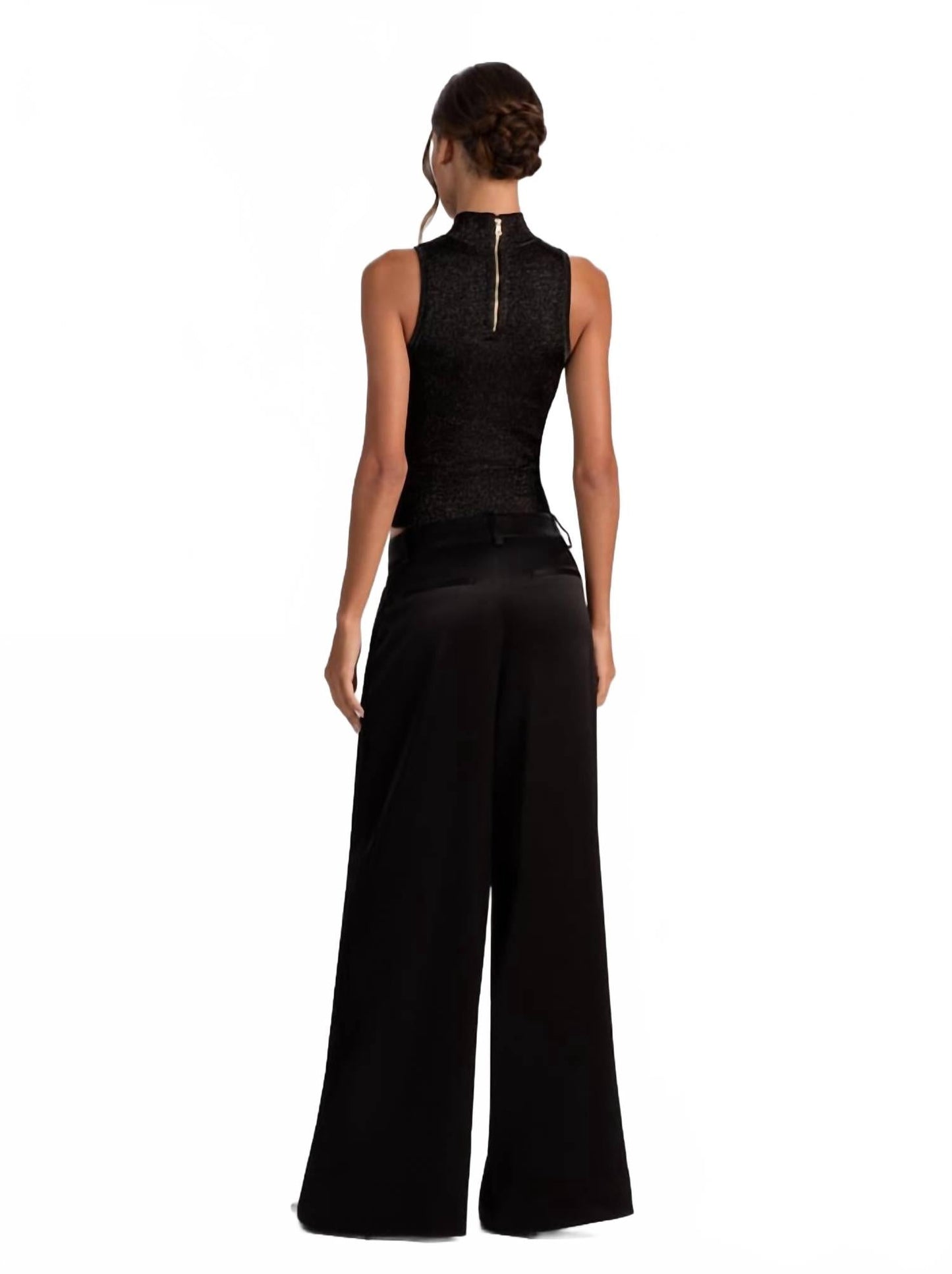 Darcey Metallic Tank Top In Black
