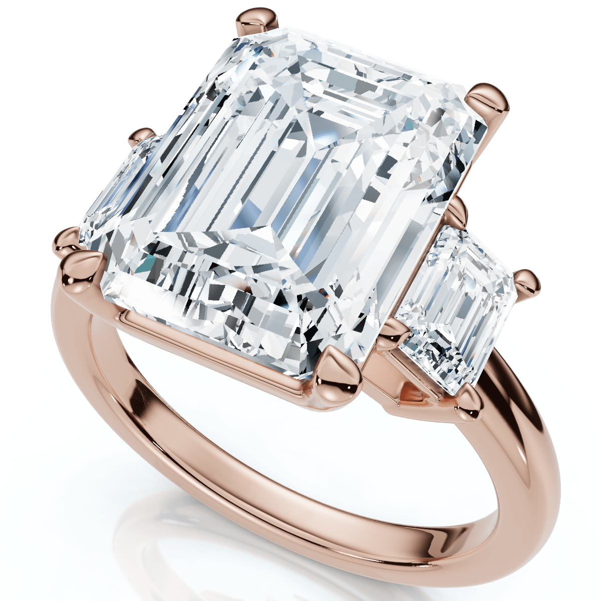 Certified 6 3/4Ct Rachel Emerald Cut Diamond Engagement Ring 14k Gold