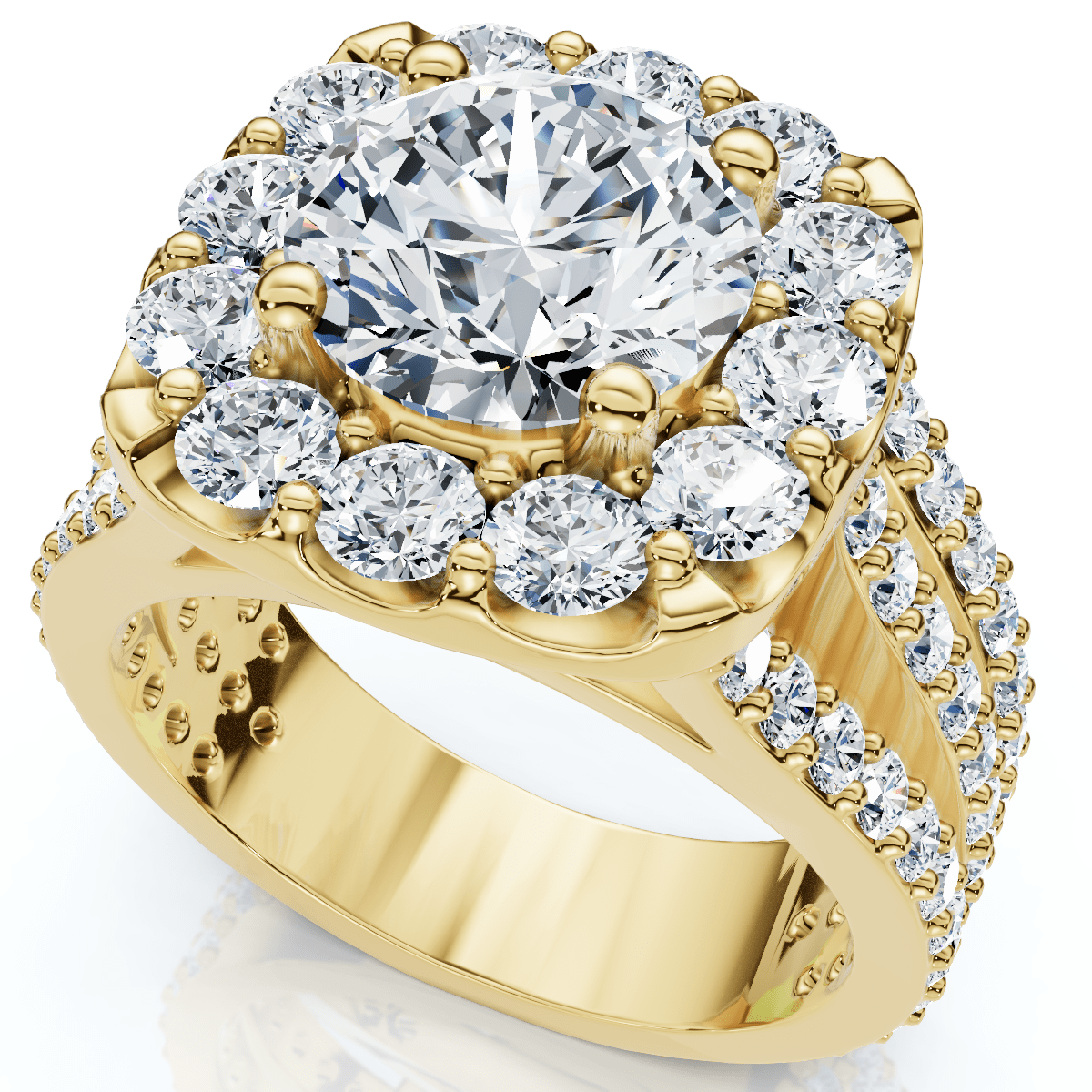 Certified 4Ct Diamond 3-Row Engagement Ring 14k Gold Lab Grown