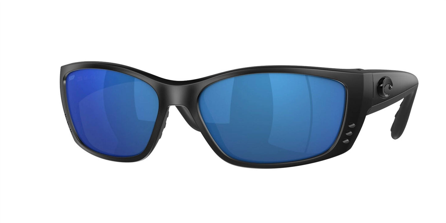 Men's Fisch Reader Rectangular Polarized Sunglasses In Matte Black/blue Mirror