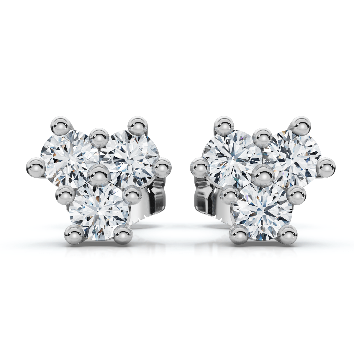 Mini Trio Diamond Studs 14k Gold Lab Grown Women's Earrings