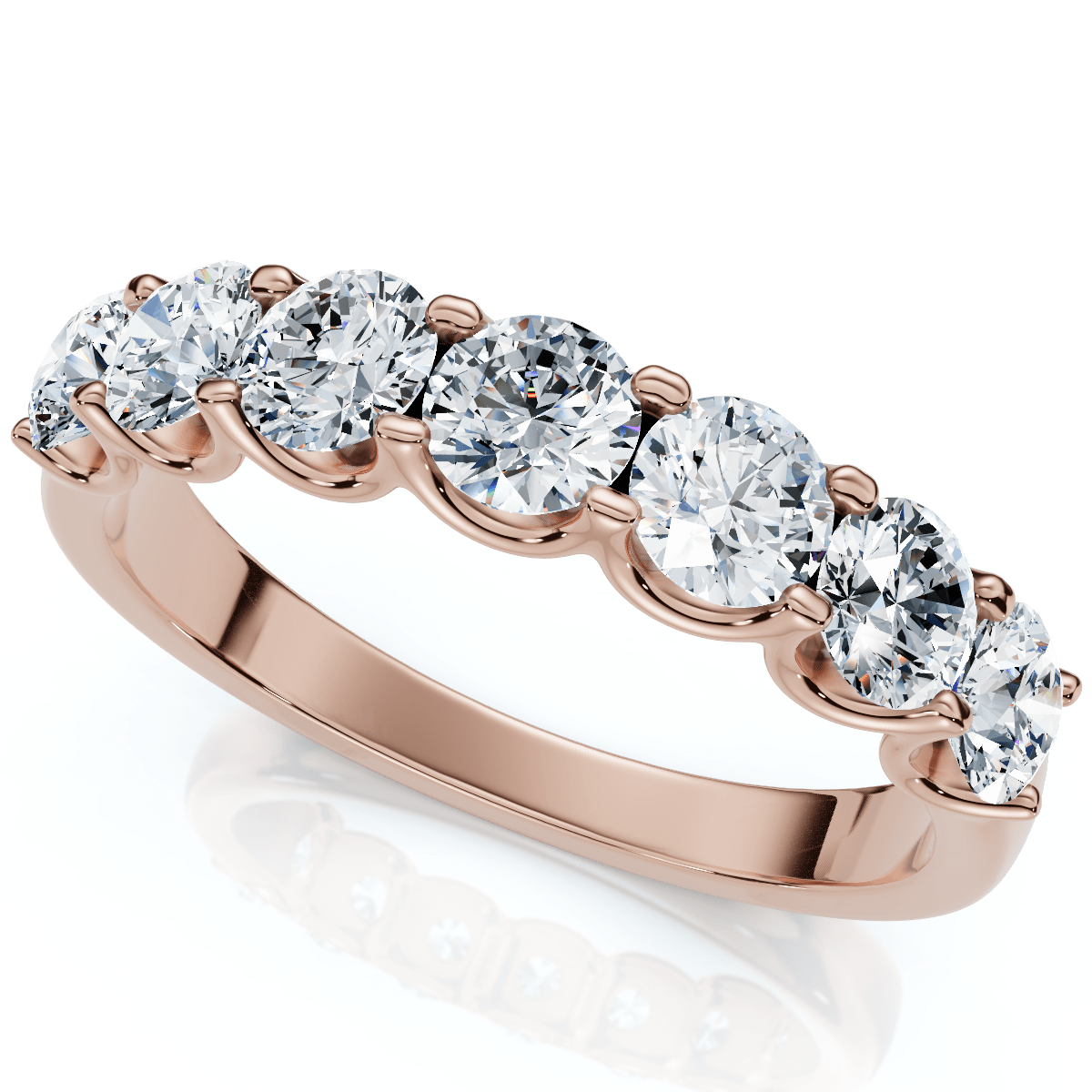 1Ct TW Diamond U Prong 7-Stone Wedding Ring 14k Gold or Platinum Lab Grown