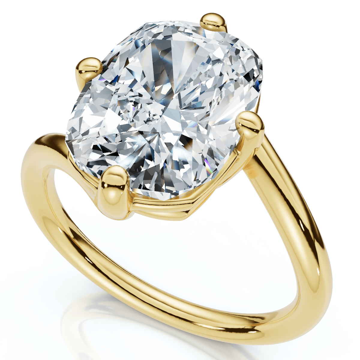 Certified 4Ct Atelier Solitaire Diamond Engagement Ring 14k Gold Lab Grown