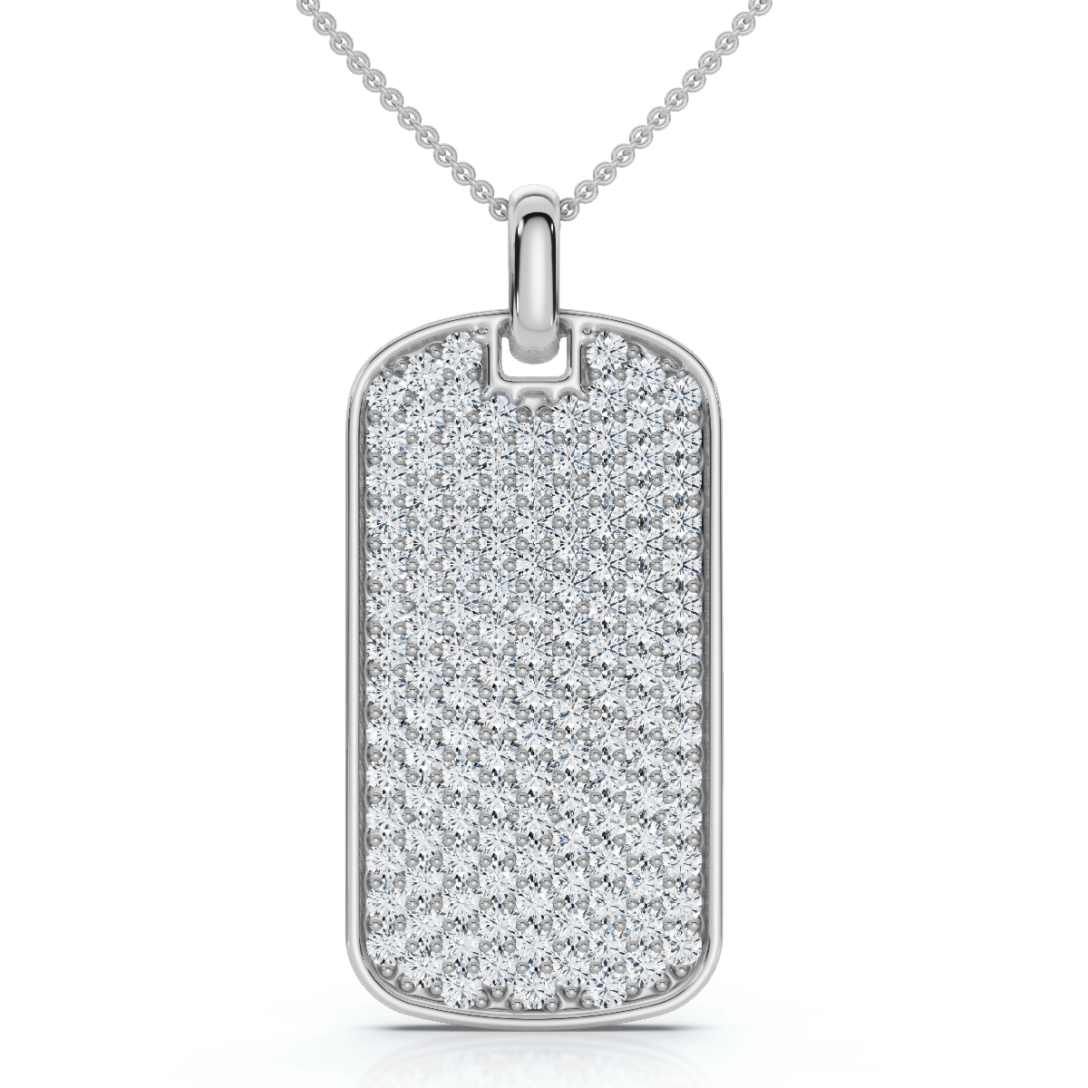 Men's 1ct Diamond Dog Tag Pendant 14k Gold Necklace Lab Grown 18" Chain