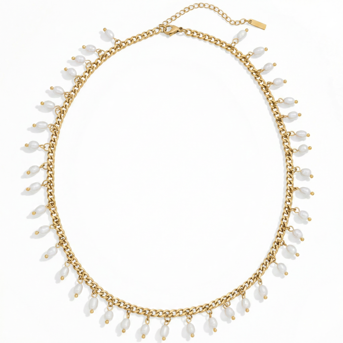 Vicentina 18k Yellow Gold Plated 16" Fresh Water Pearl Necklace