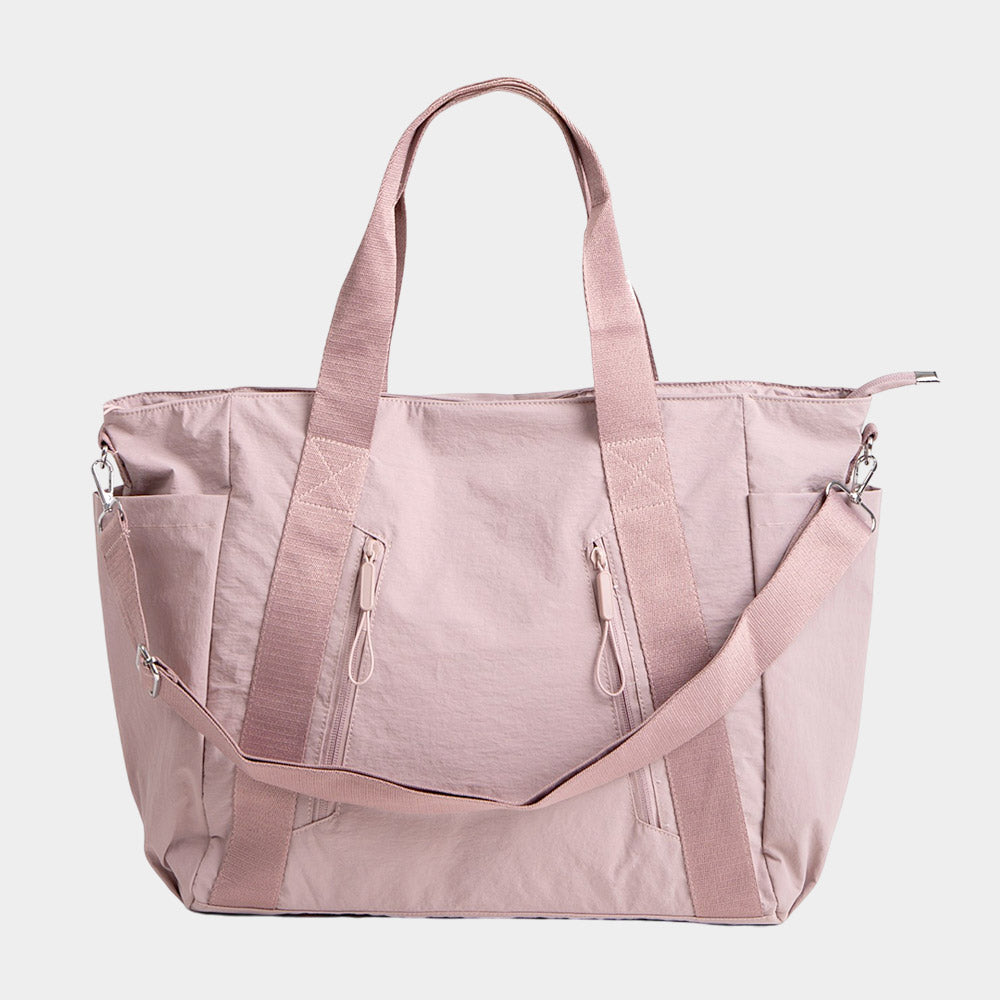 Solid Spacious Multi Compartment Carryall Tote Bag