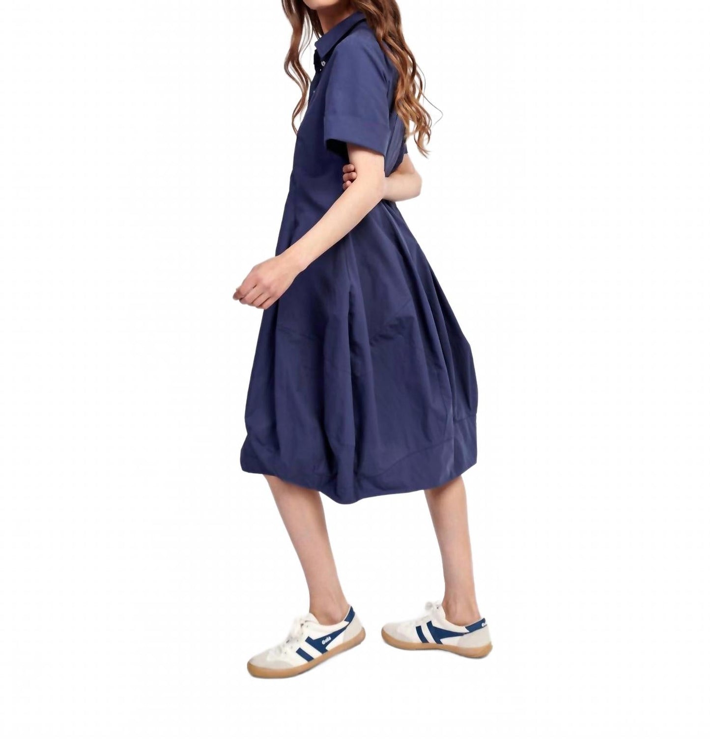 Barb Cotton Shirtdress In Navy